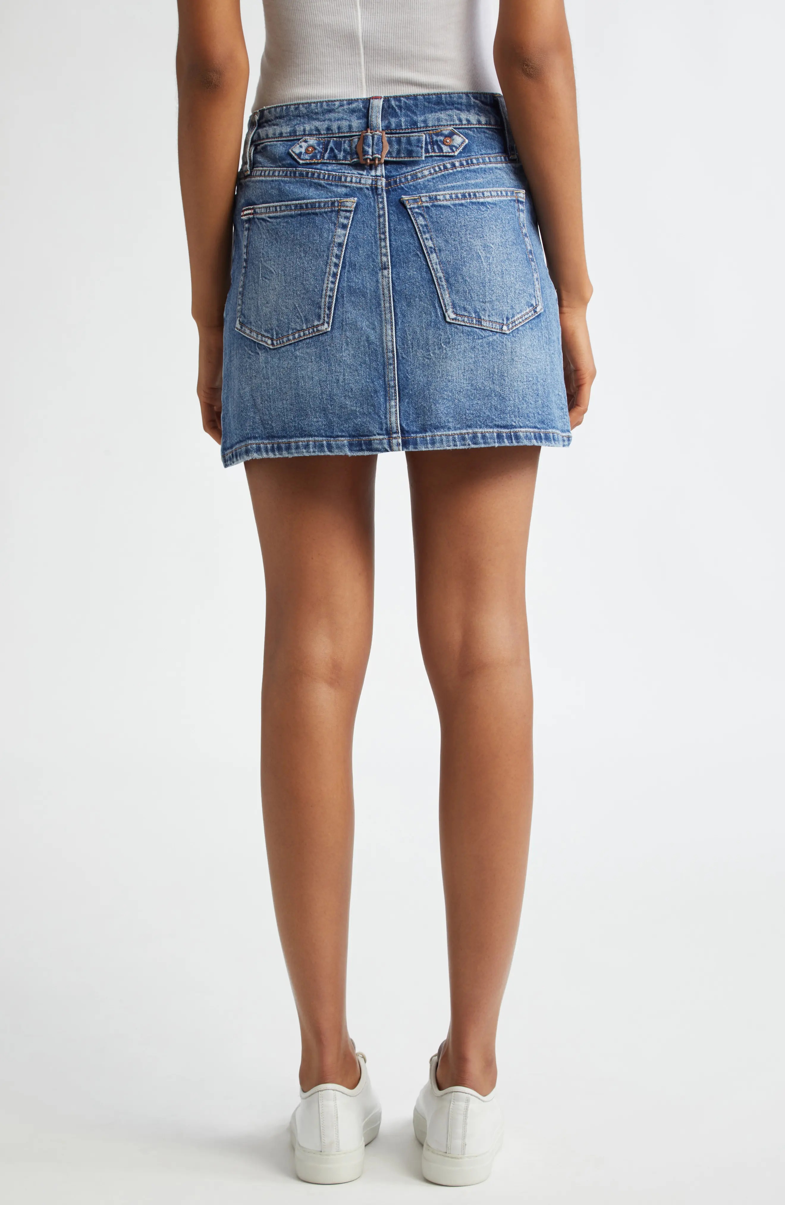 Joss Buckle Back Denim Miniskirt - 2