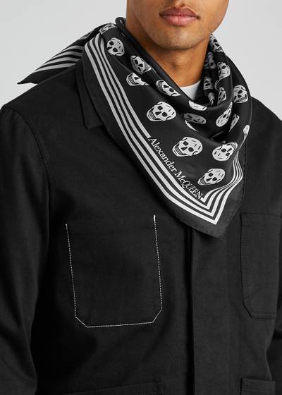 Alexander McQueen Biker skull-print silk scarf outlook