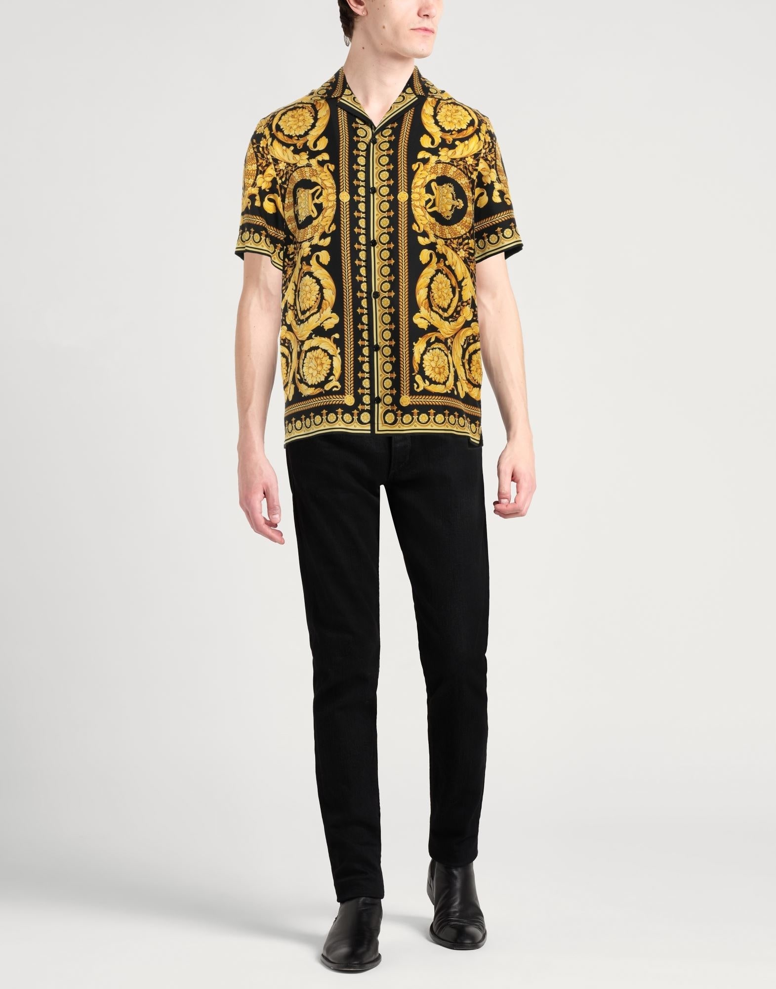 Black Men's Patterned Shirt - 2