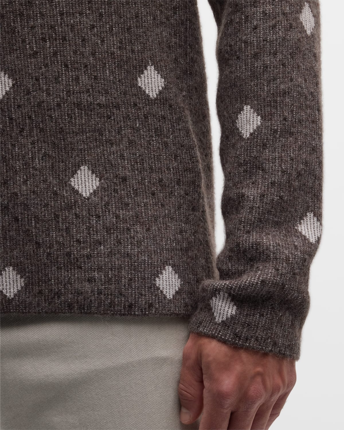 Men's Diamond Jacquard Cashmere-Blend Sweater - 7