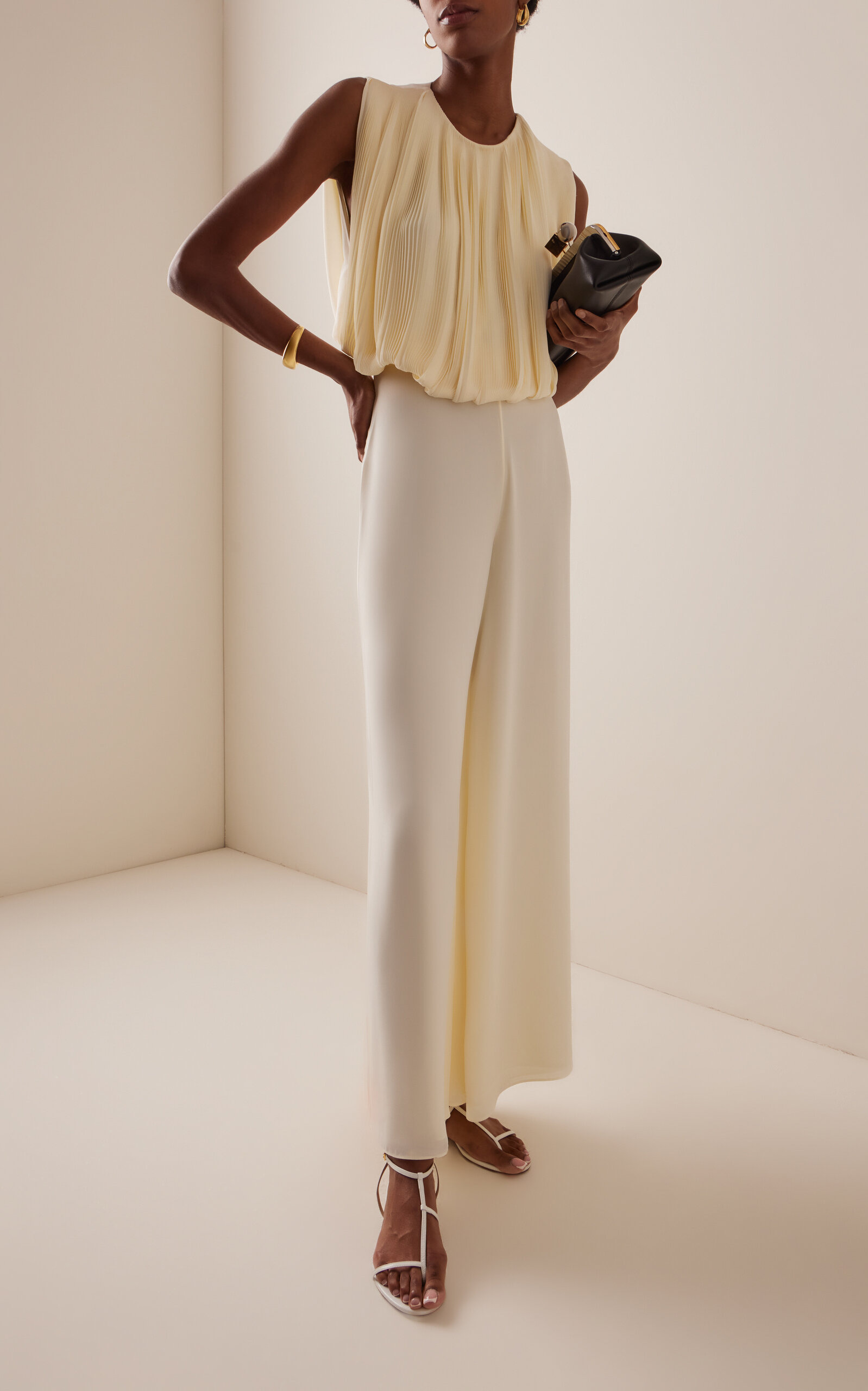 Verio Wide-Leg Crepe Pants ivory - 2