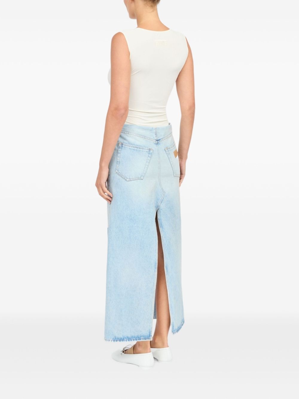 patchwork denim skirt - 5