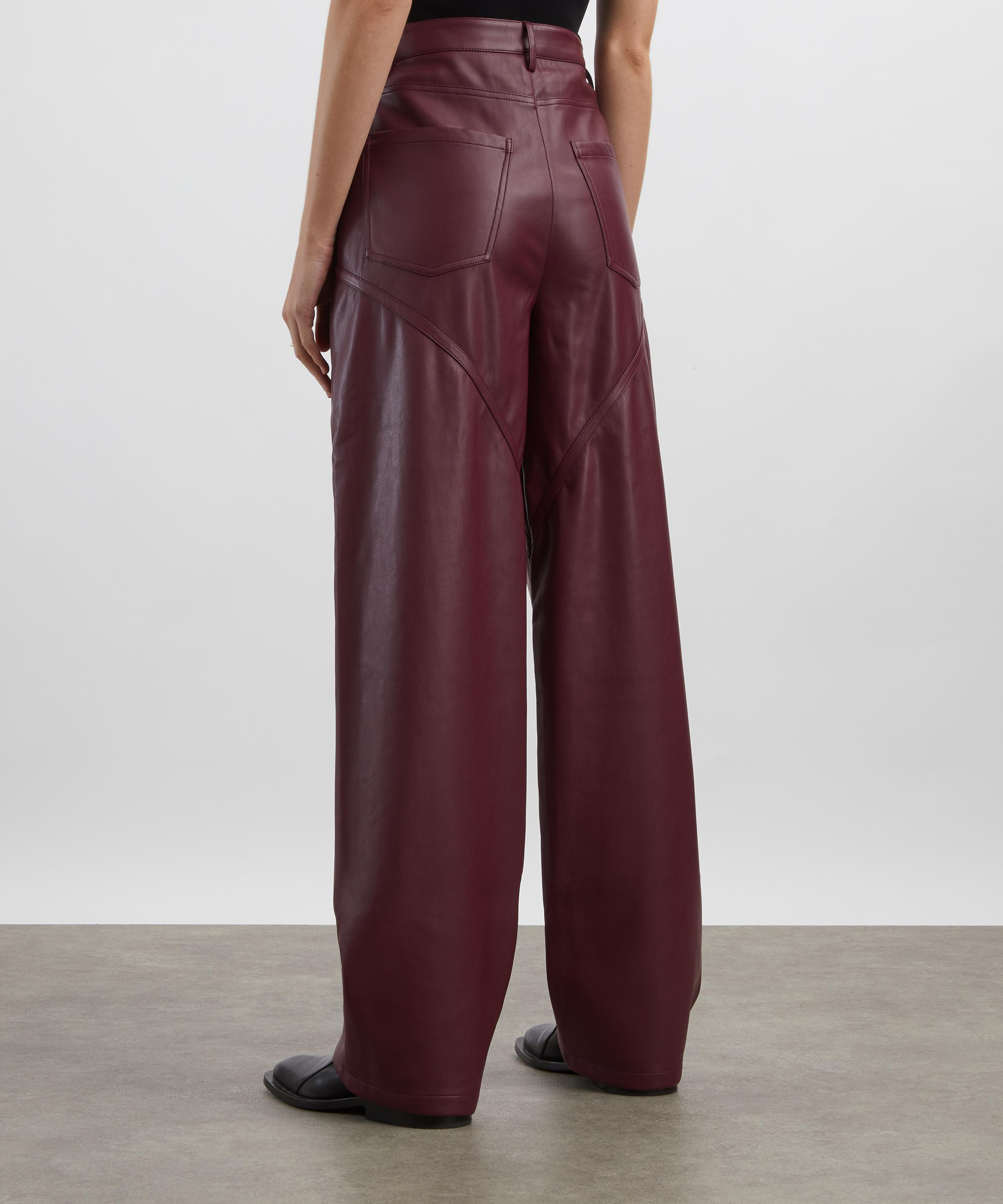 Bordeaux Mid-Waisted Piping Trousers - 3