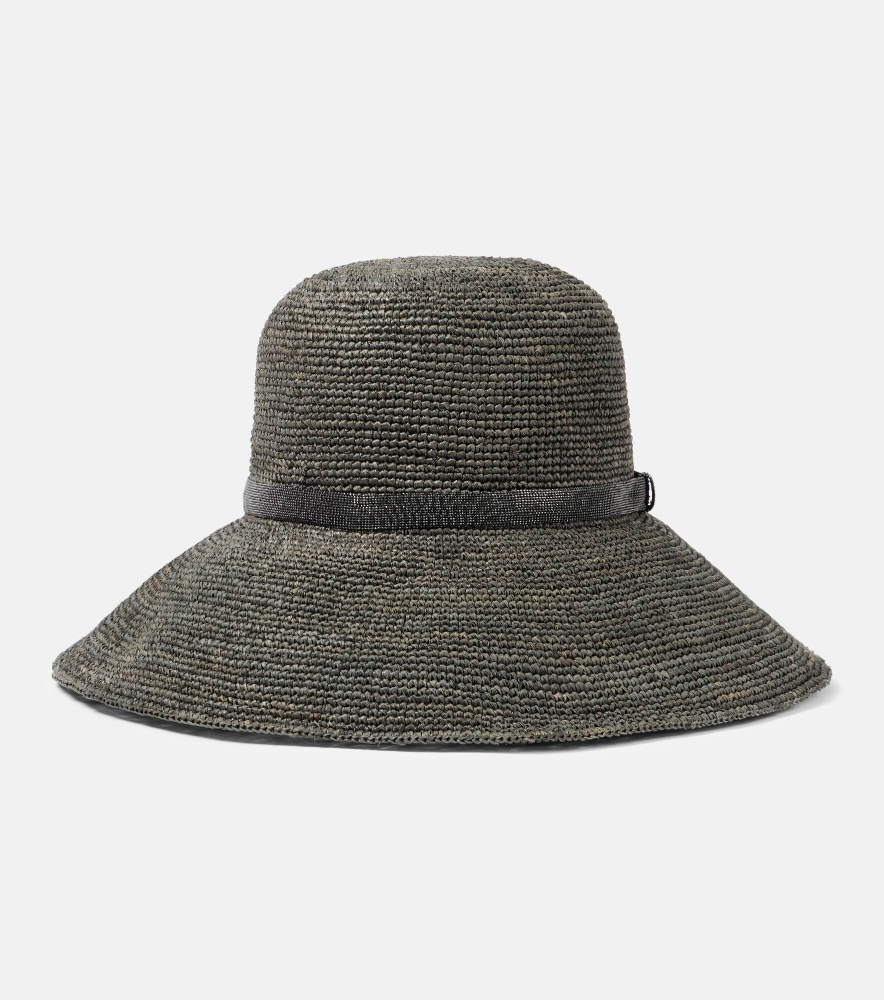 Monili-embellished straw sun hat - 1