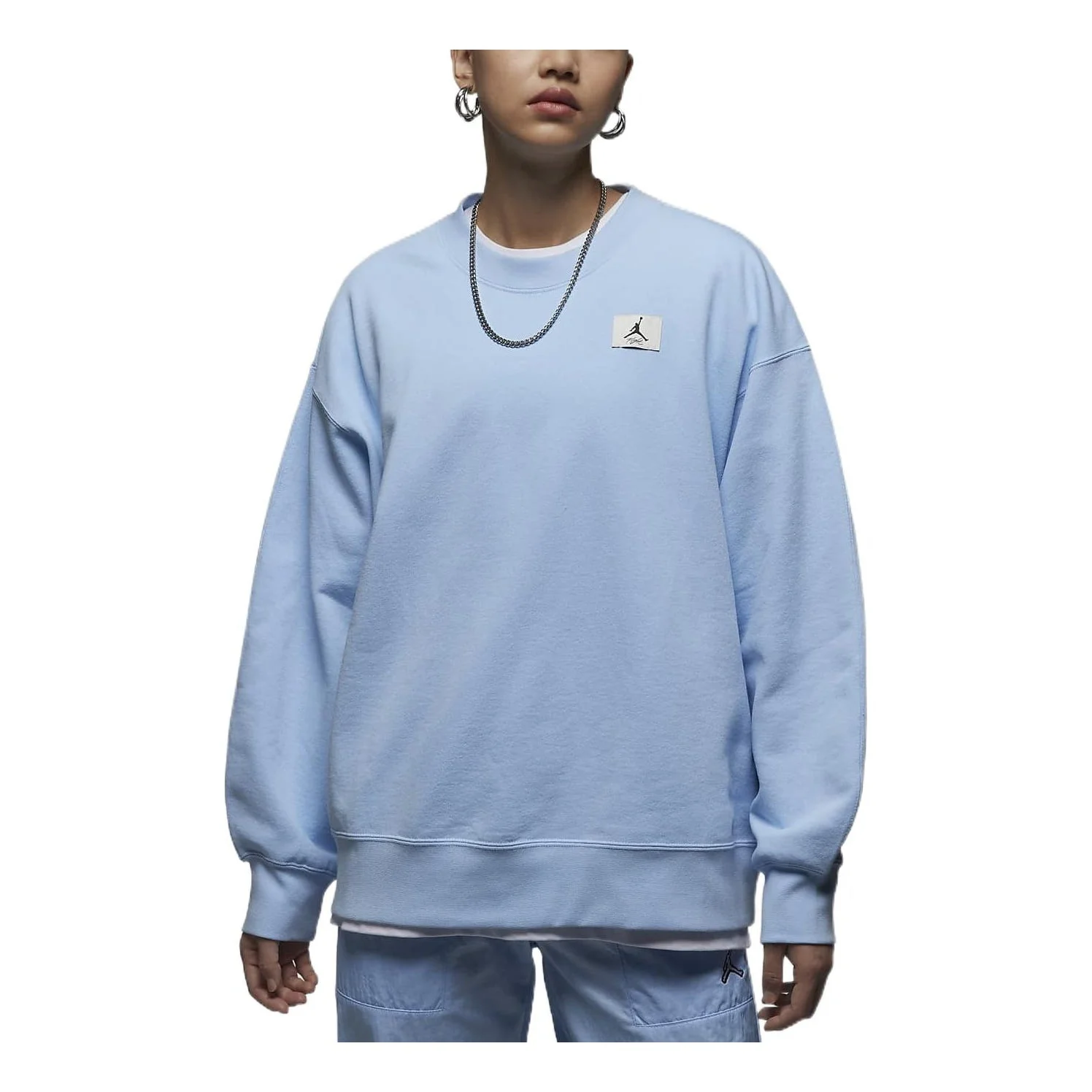(WMNS) Air Jordan Flight Fleece Sweatshirt 'Blue' DQ4600-411 - 1