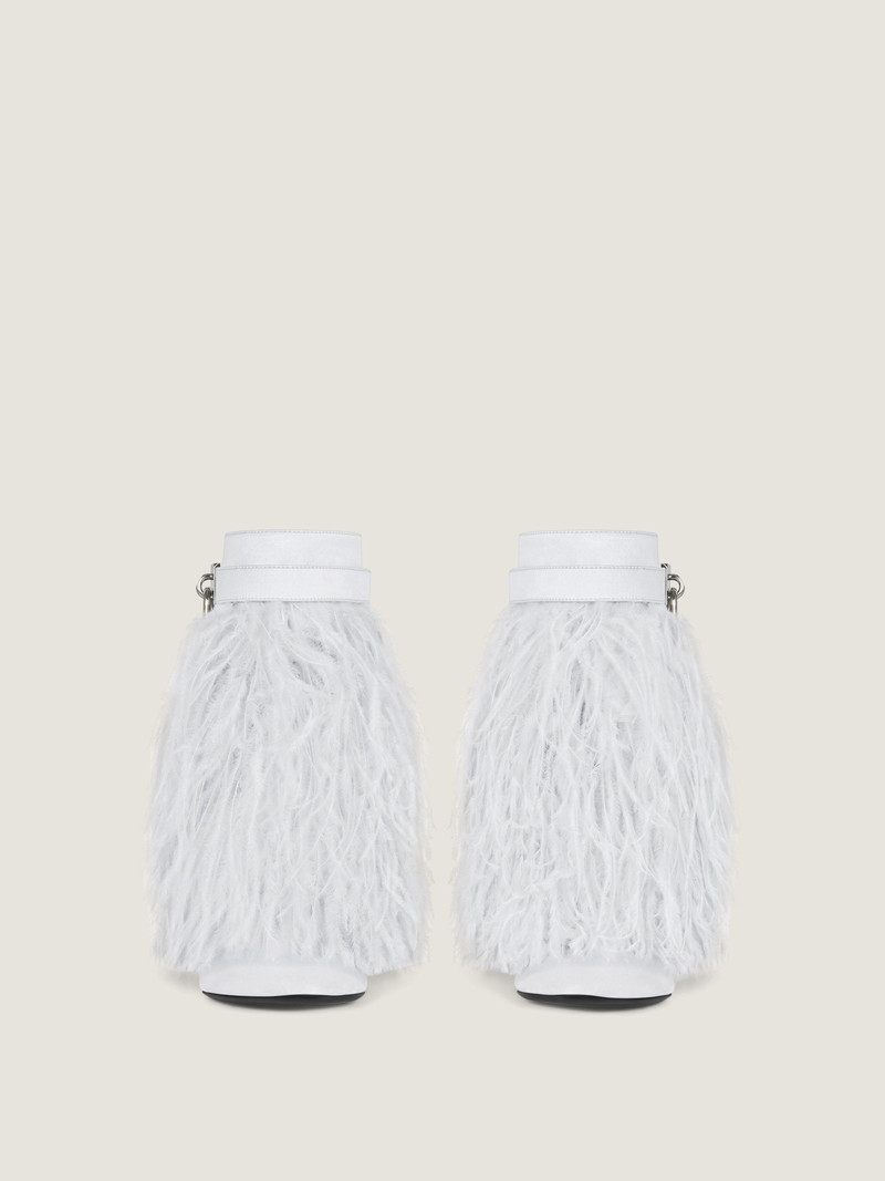Givenchy SHARK LOCK STILETTO ANKLE BOOTS IN SATIN WITH FEATHERS outlook