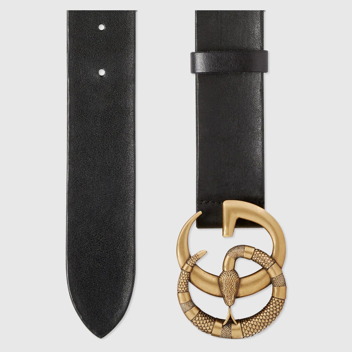 Leather belt with Double G buckle with snake - 2