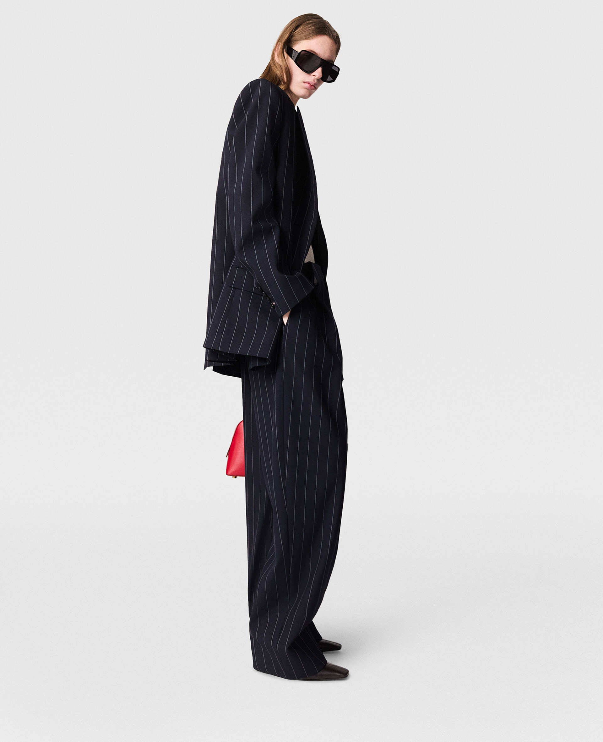 Slouchy Paneled Pinstripe Pants - 3