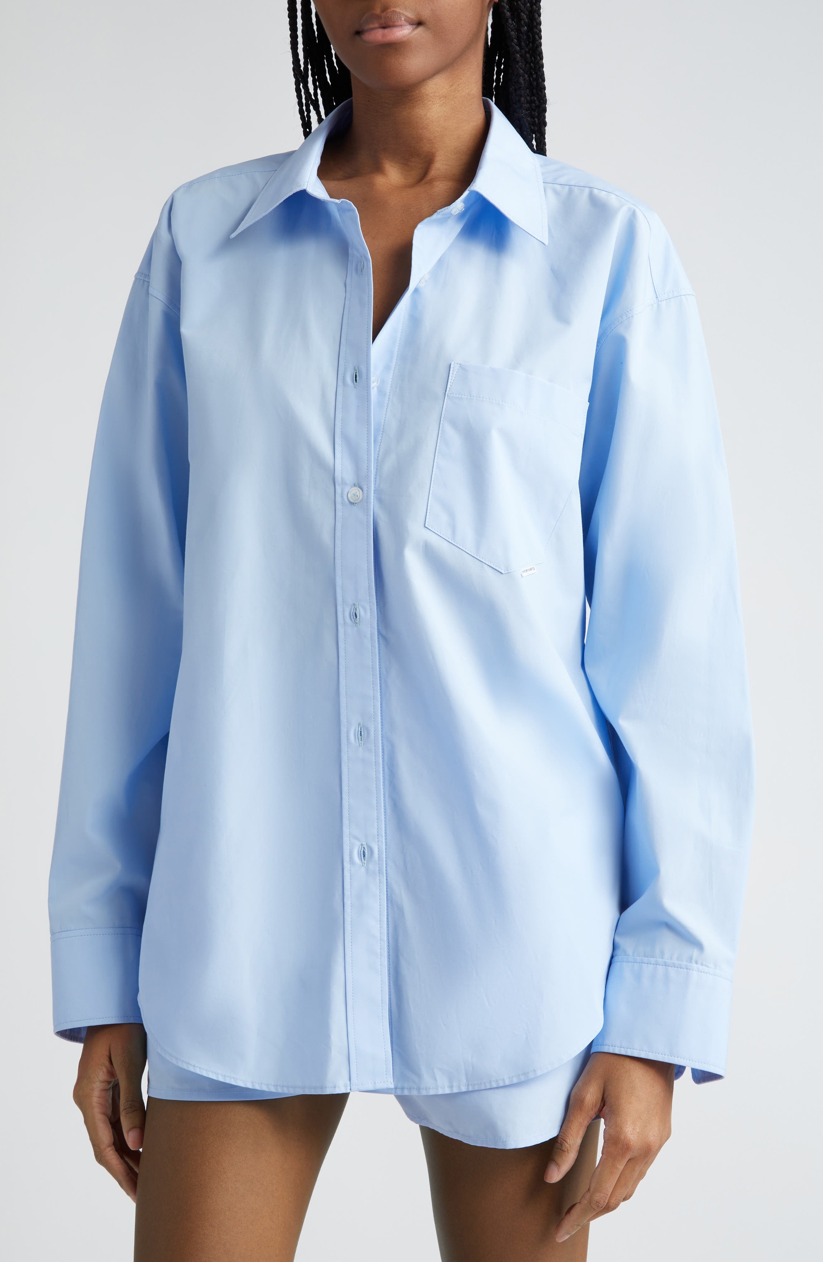 Alexander Wang Oversize Boyfriend Button-Up Shirt in Chambray Blue at Nordstrom - 5