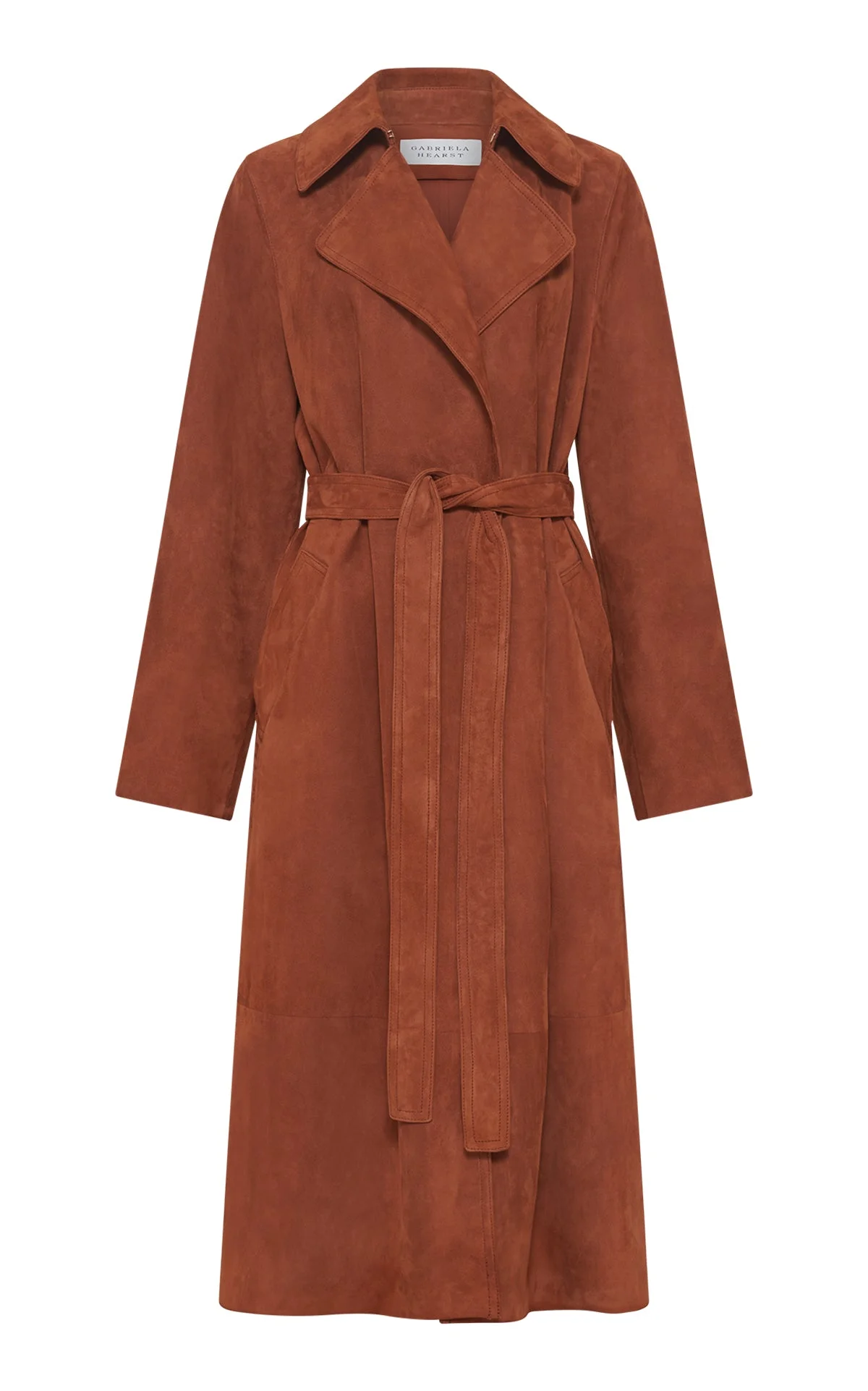 Lyra Trench Coat in Cognac Suede - 1