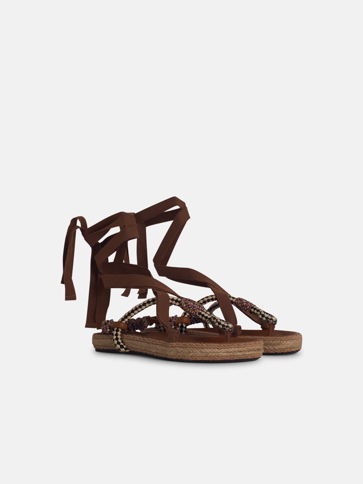 'GYPSA' SANDALS IN BEIGE COTTON BLEND - 2