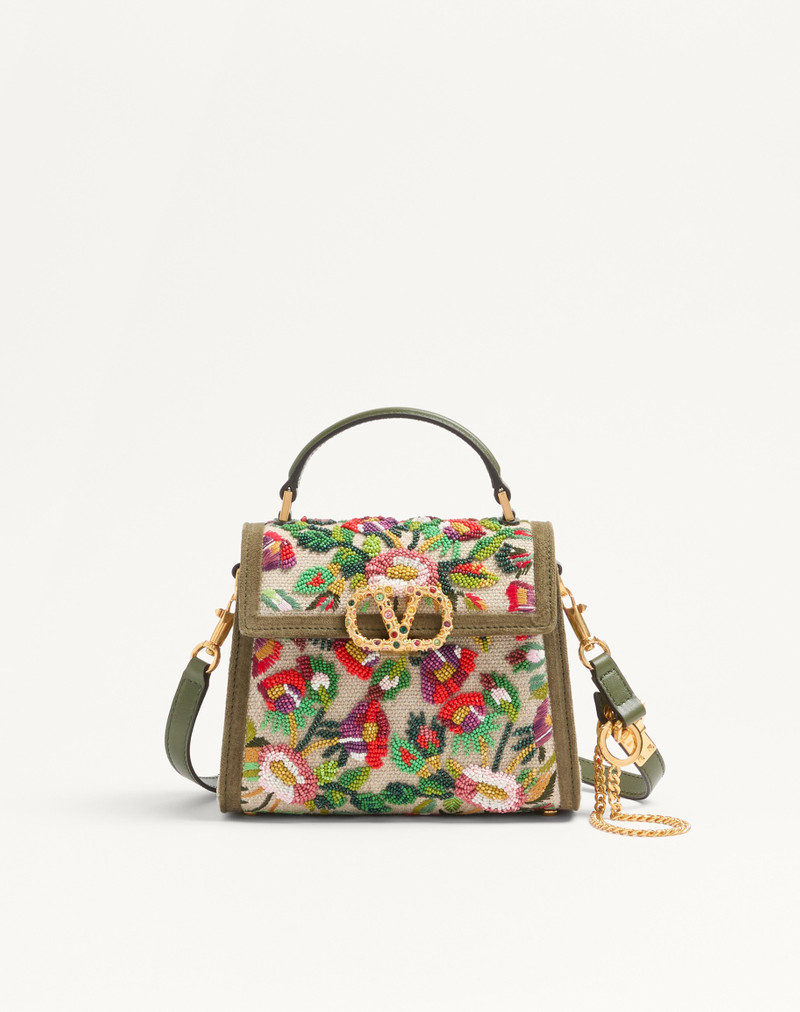 VALENTINO GARAVANI VSLING MINI EMBROIDERED HANDBAG WITH JEWEL LOGO 1