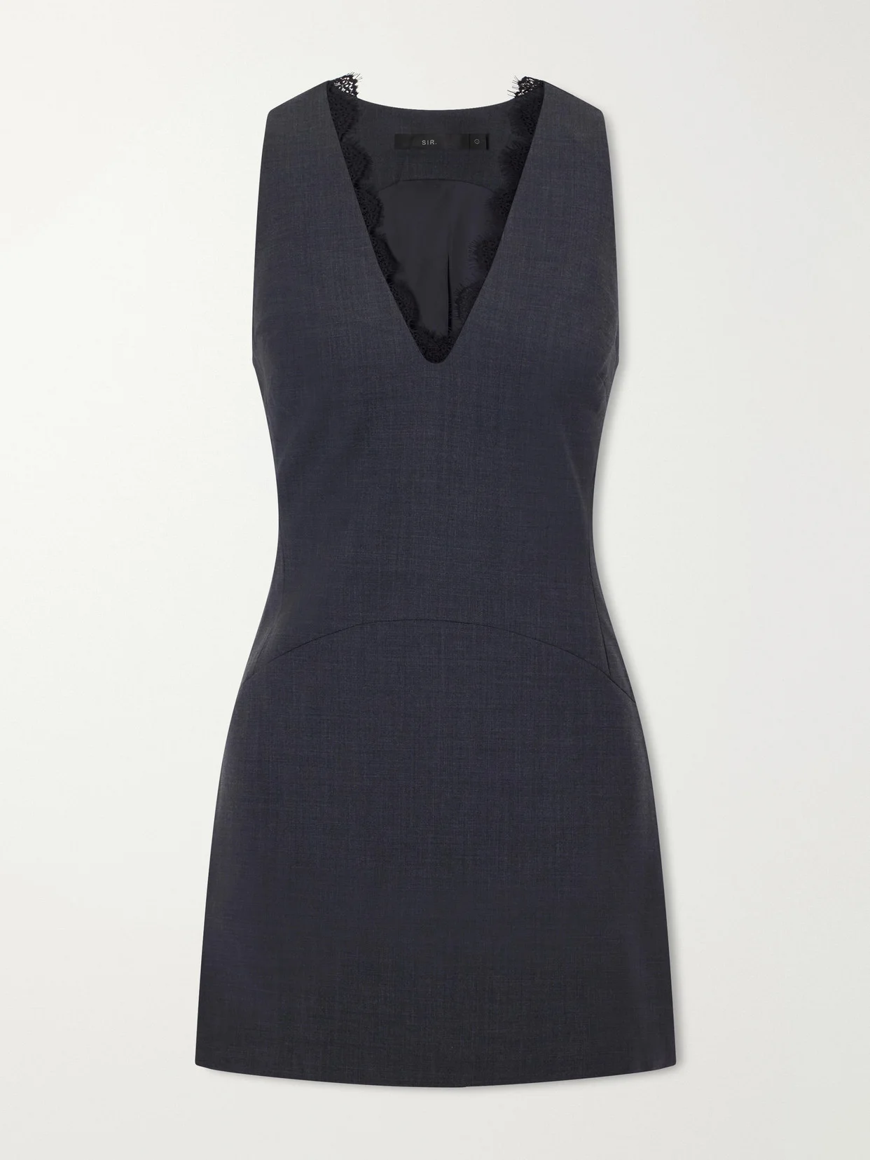 Mathias Tailored Lace-trimmed Wool-blend Mini Dress - 1