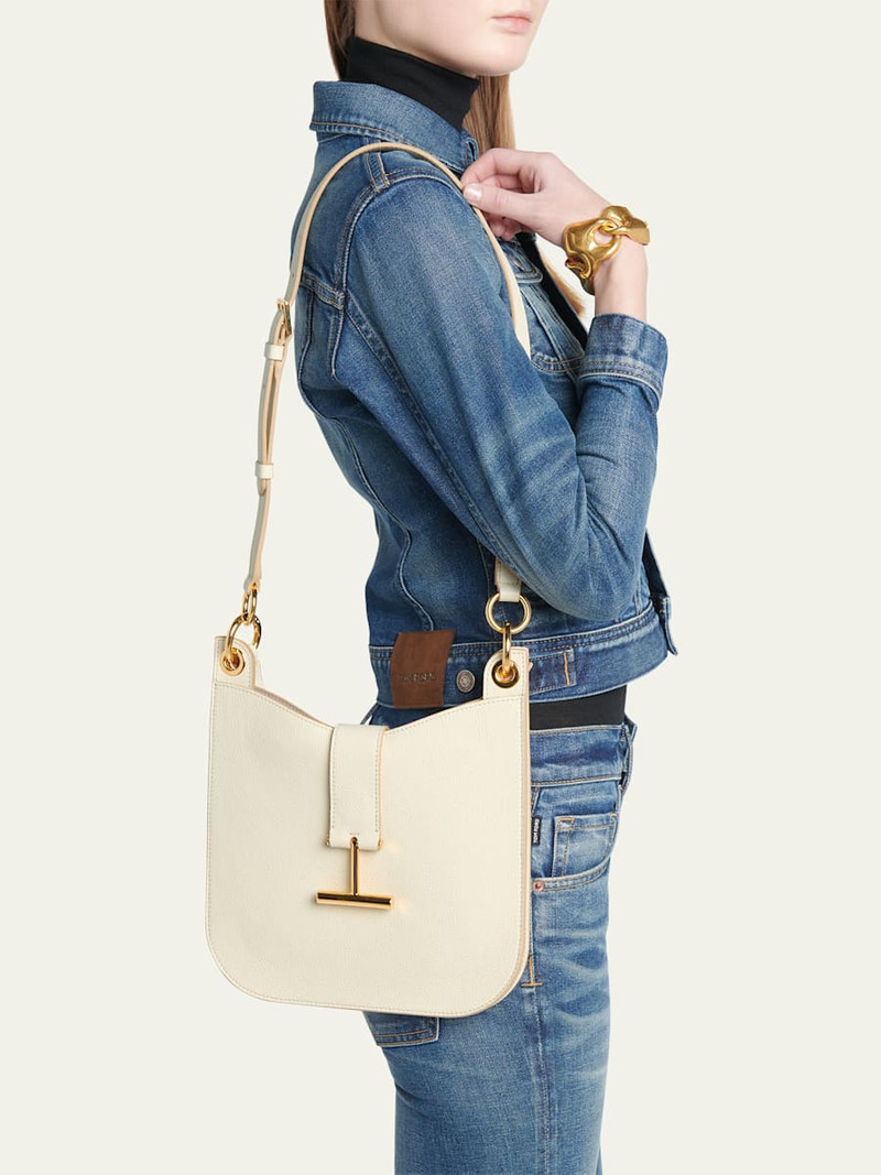 TOM FORD Tara Small Hobo Crossbody in Grained Leather outlook