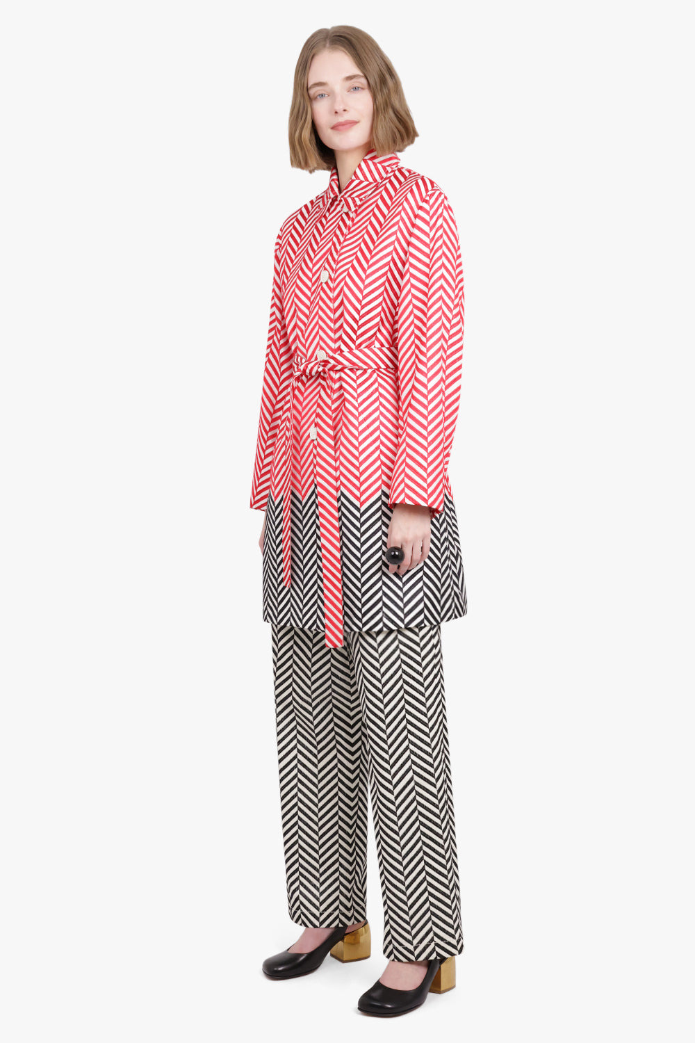 CHEVRON PATTERNED PANTS | BLACK/OFF WHITE - 5