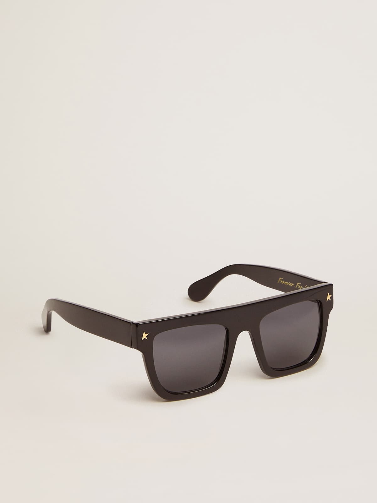 Square sunglasses with black frame and gold details - 1