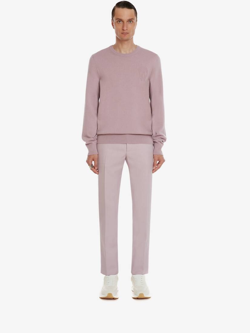 Men's Skull Crew Neck Jumper in Lilac - 2