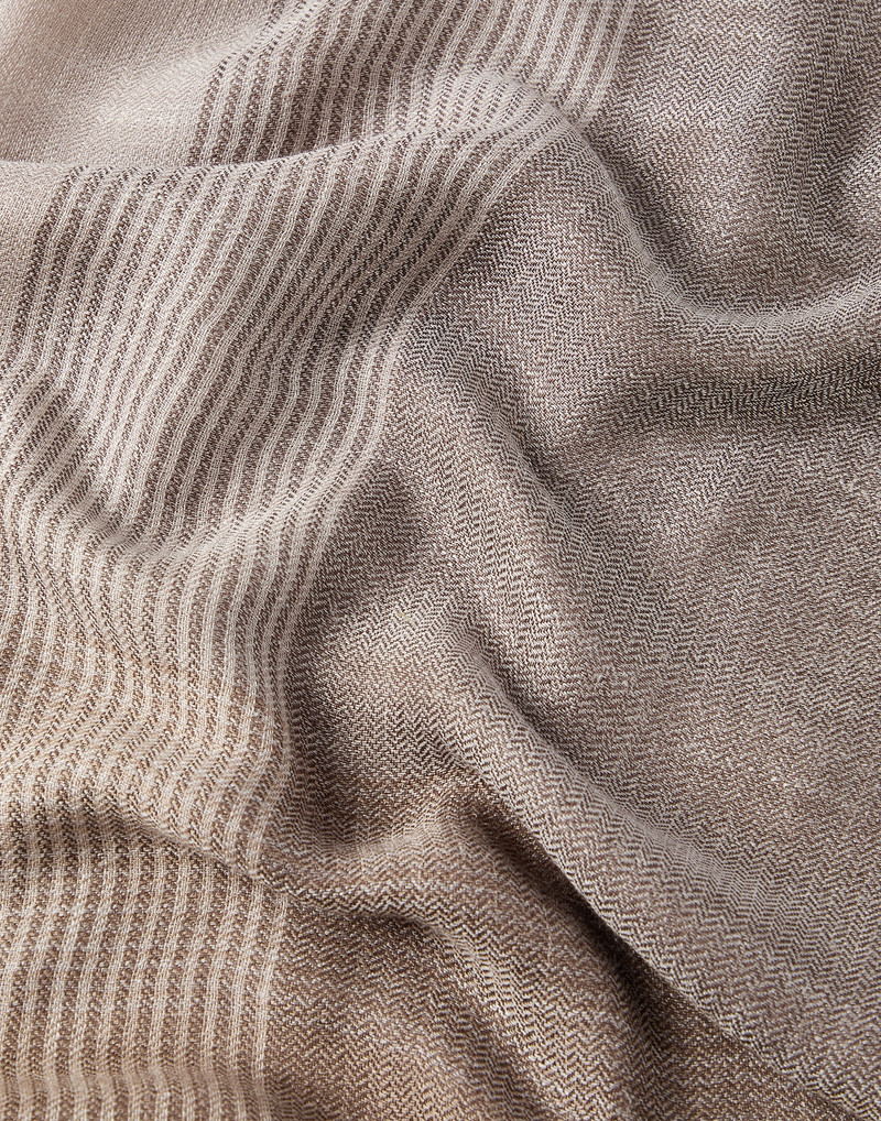 Silk and linen chevron scarf with stripes 3