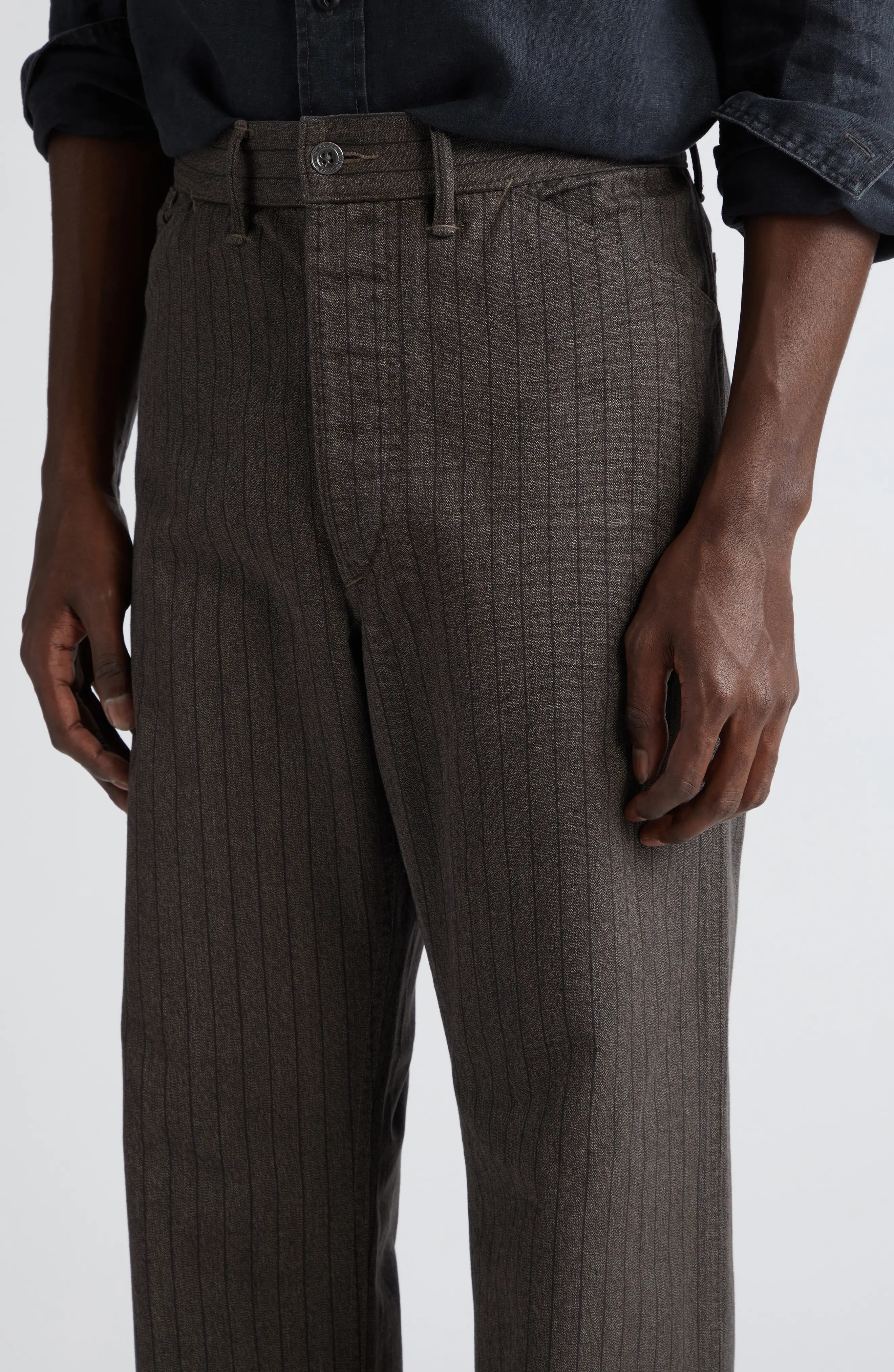 RRL by Ralph Lauren Stripe Jaspé Twill Field Pants in Brown