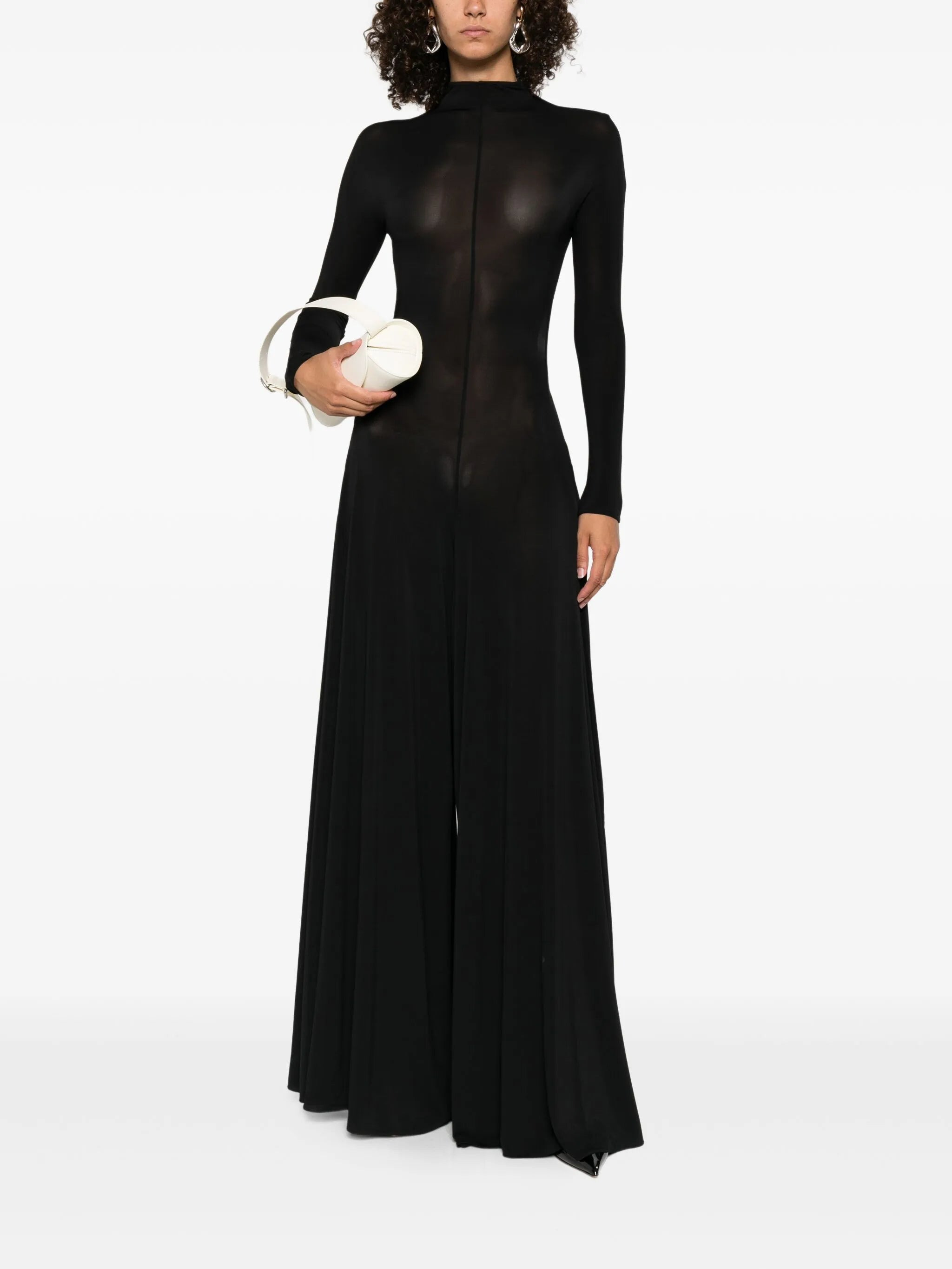 Alaïa ALAIA HNK LS PLEAT SHEER MAXI DRESS BLACK - 5