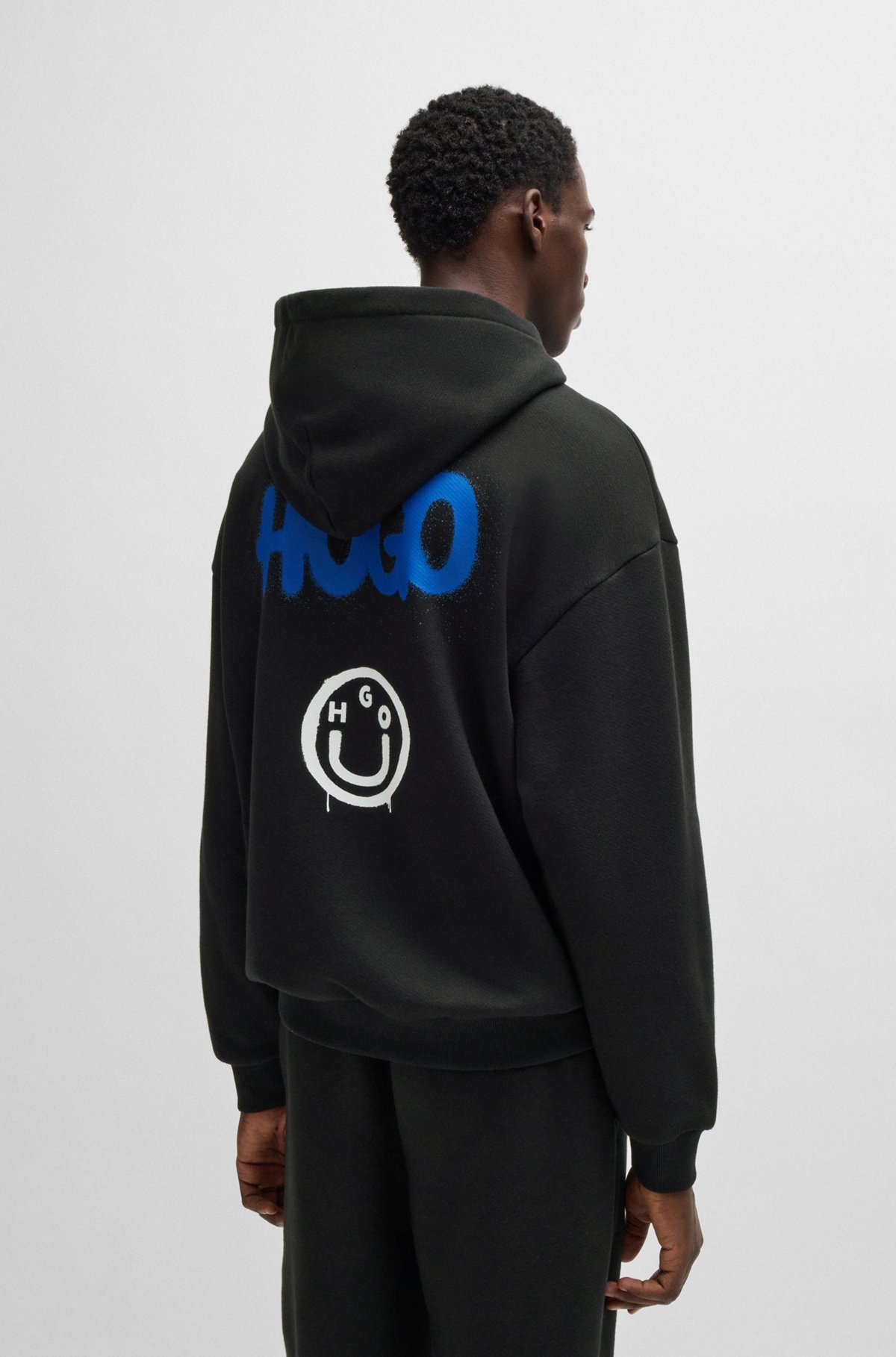 COTTON-TERRY HOODIE WITH HAPPY HUGO LOGO ON BACK - 6