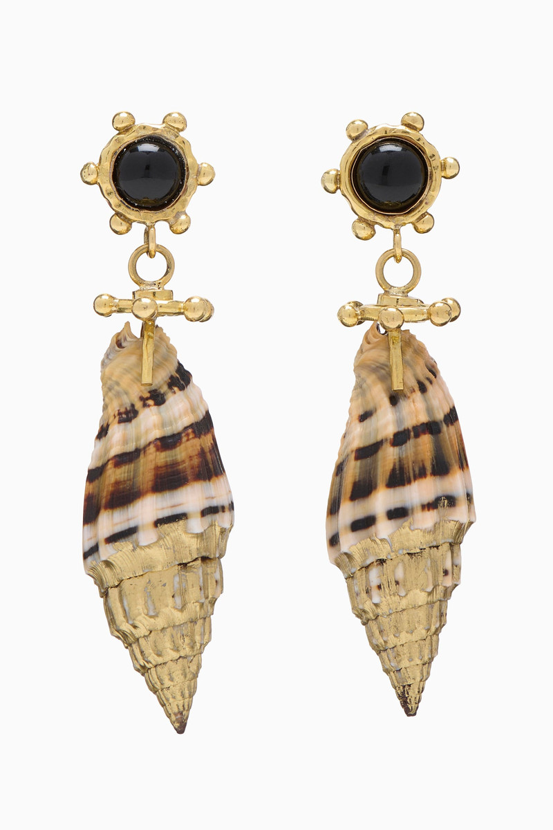 Leiro Black Onyx & Gold Dipped Shell Dro 1