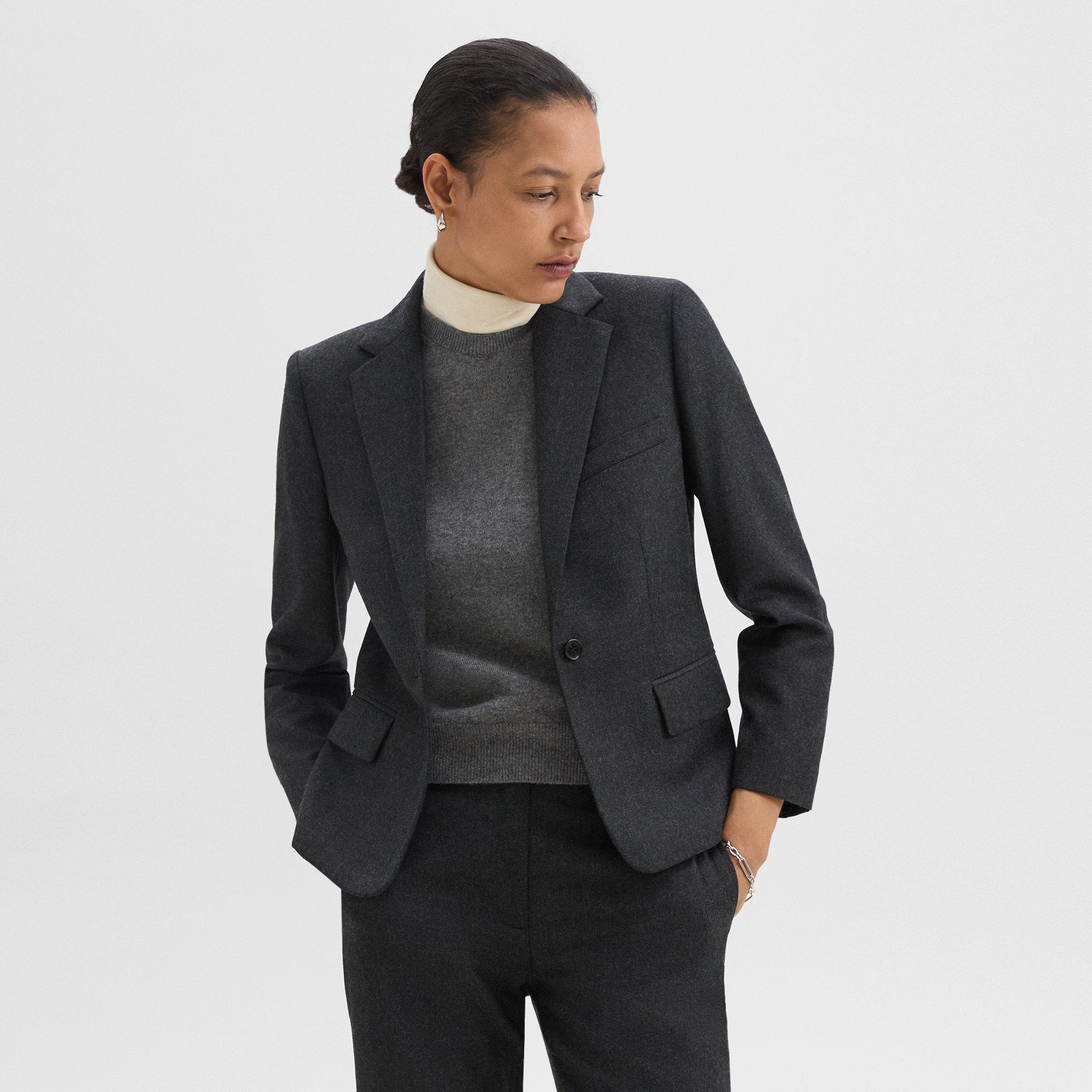 Single-Button Blazer in Sleek Flannel - 2