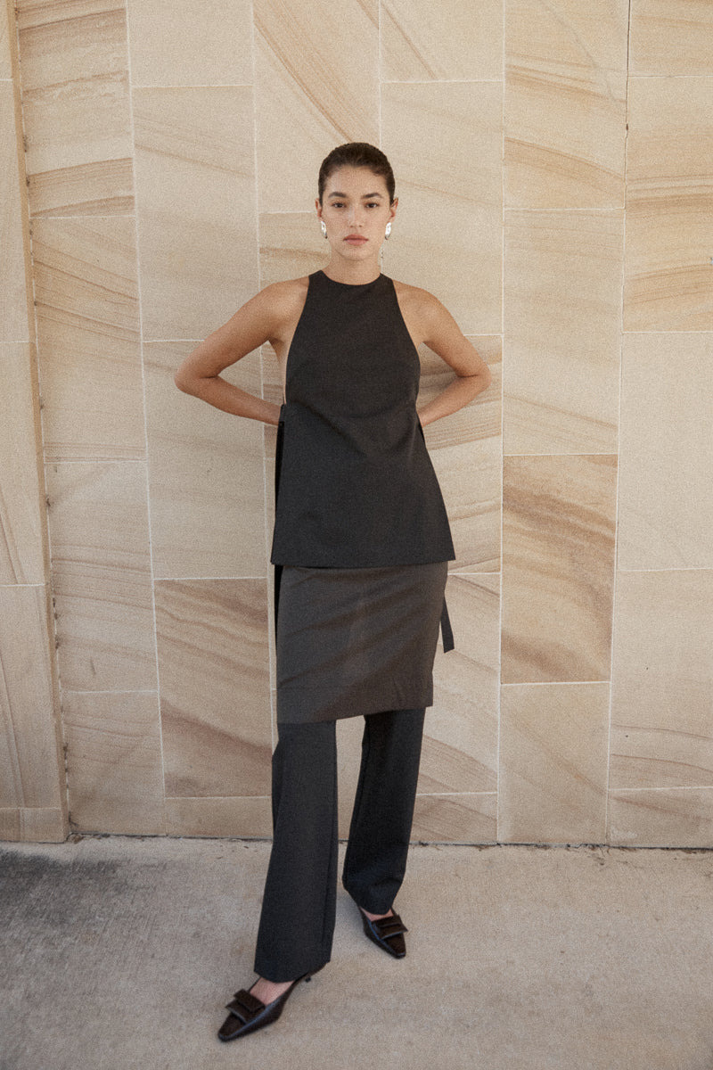 Side Tie Top - Black Olive - 8