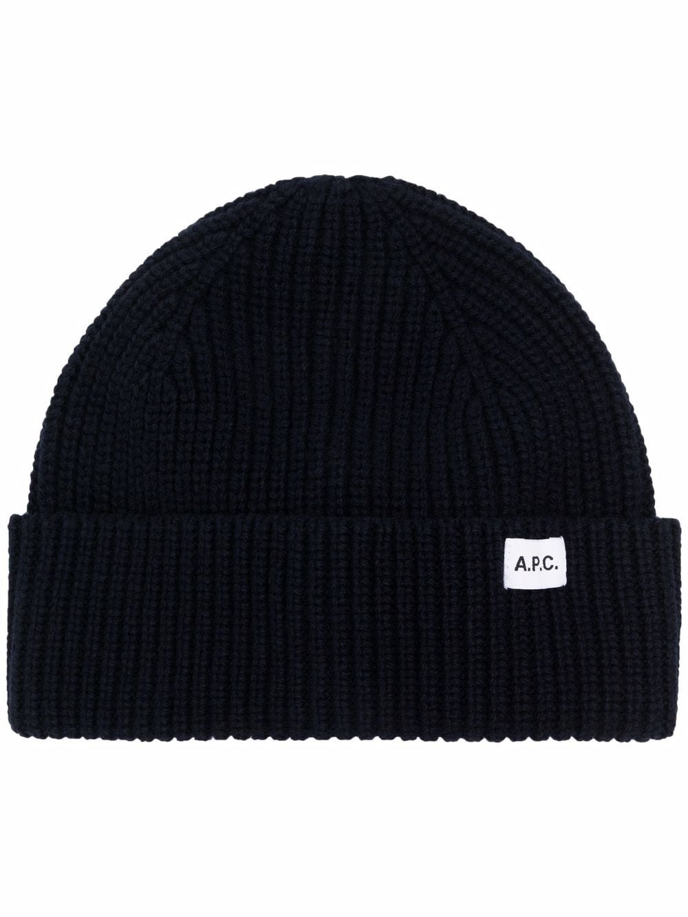 ribbed-knit logo beanie - 1