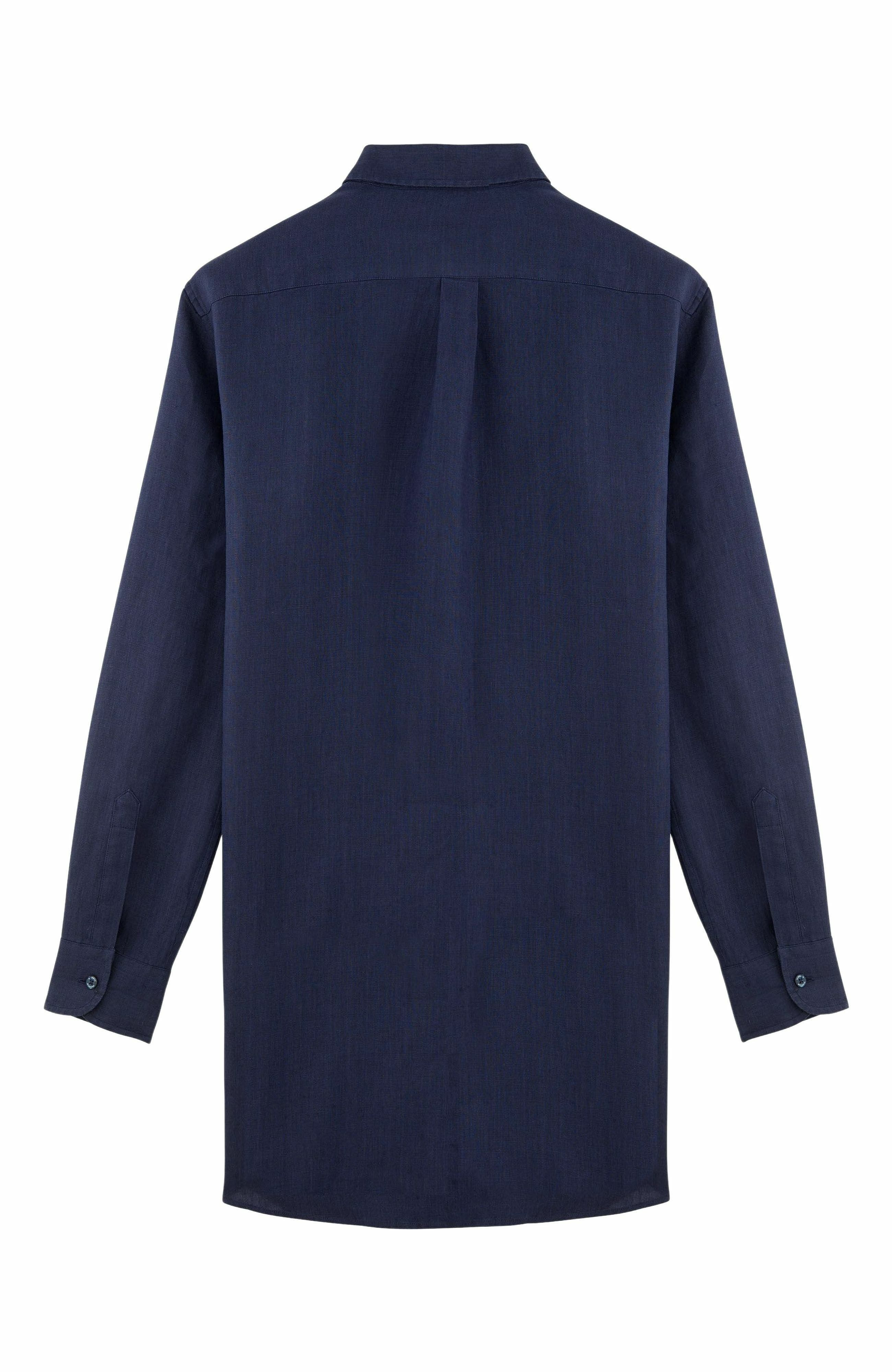 Vilebrequin Women's Solid Linen Shirt Dress in Bleu Marine at Nordstrom - 4