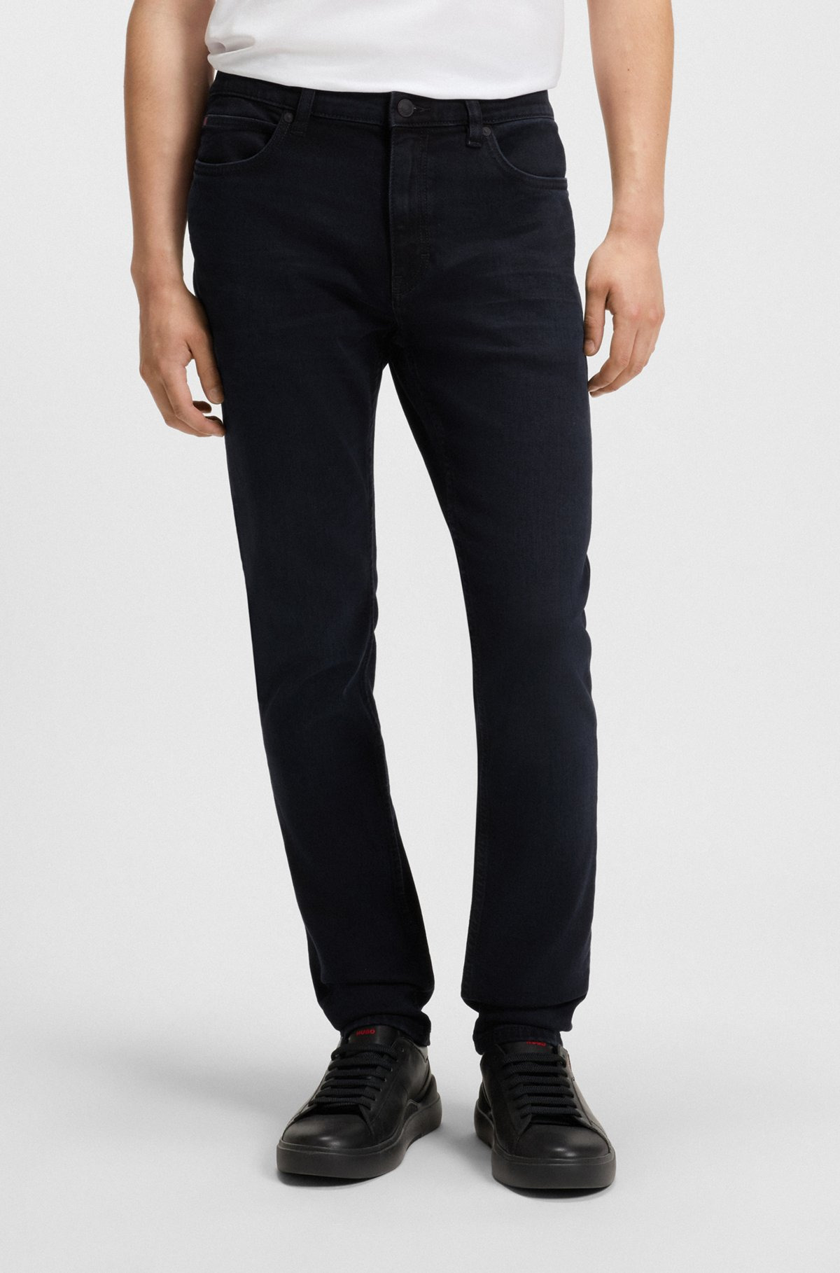 EXTRA-SLIM-FIT JEANS IN BLUE-BLACK STRETCH DENIM - 2