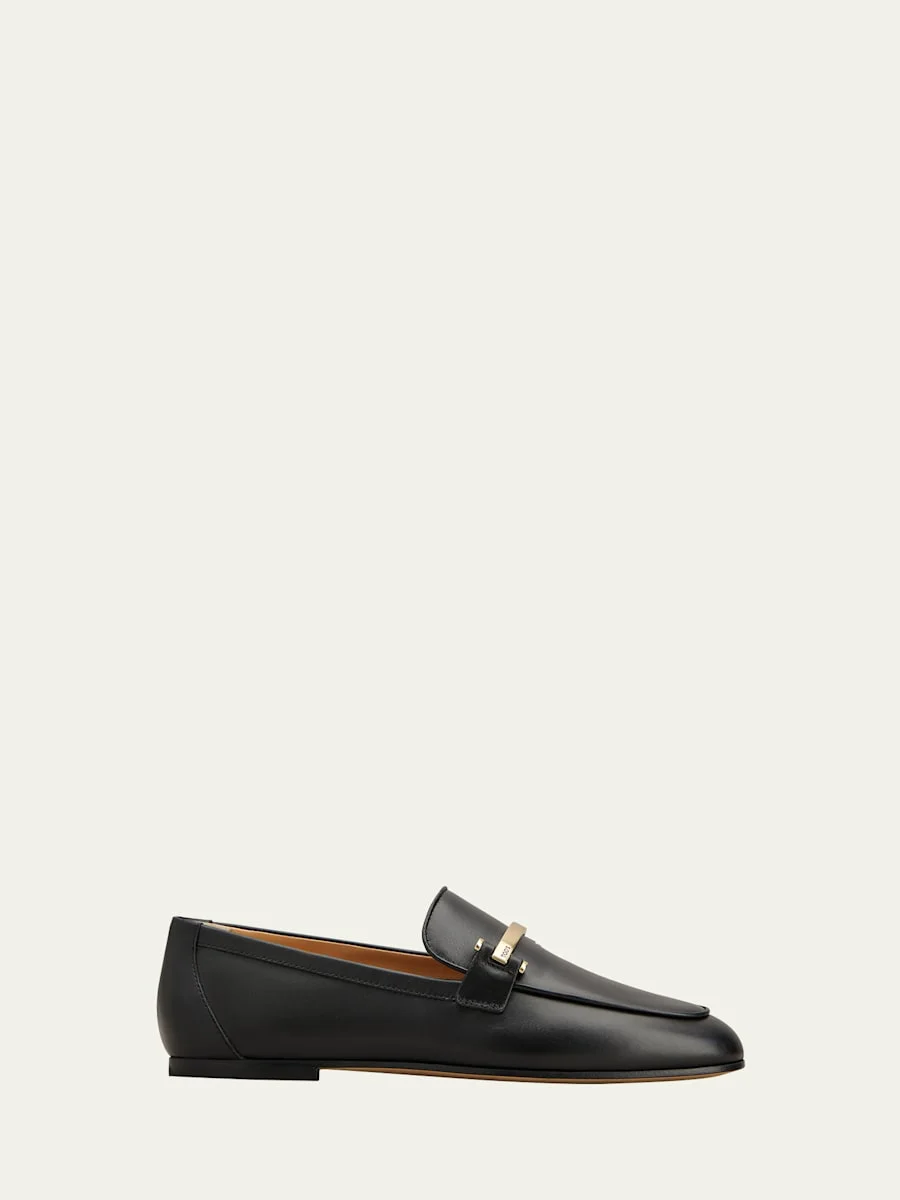 Leather Bar Detail Loafers - 1