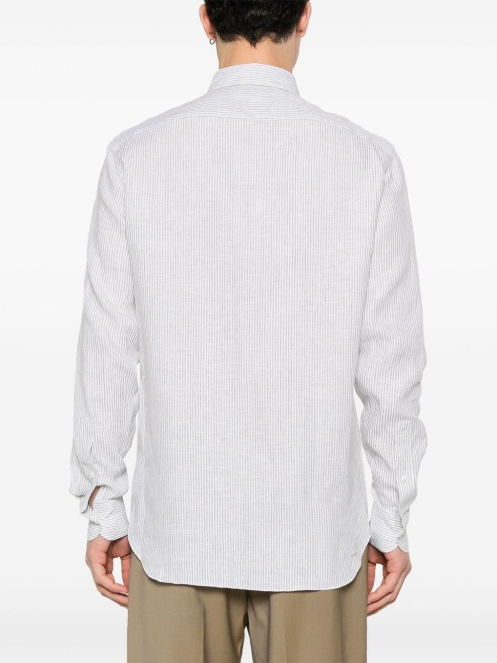 linen striped-pattern shirt - 4