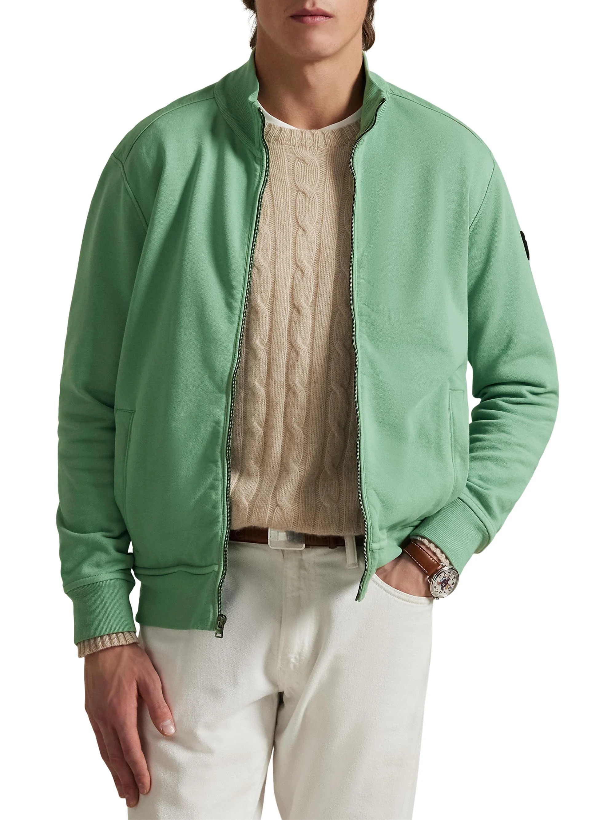 Men's French Terry Track Jacket - Faded Mint - 1