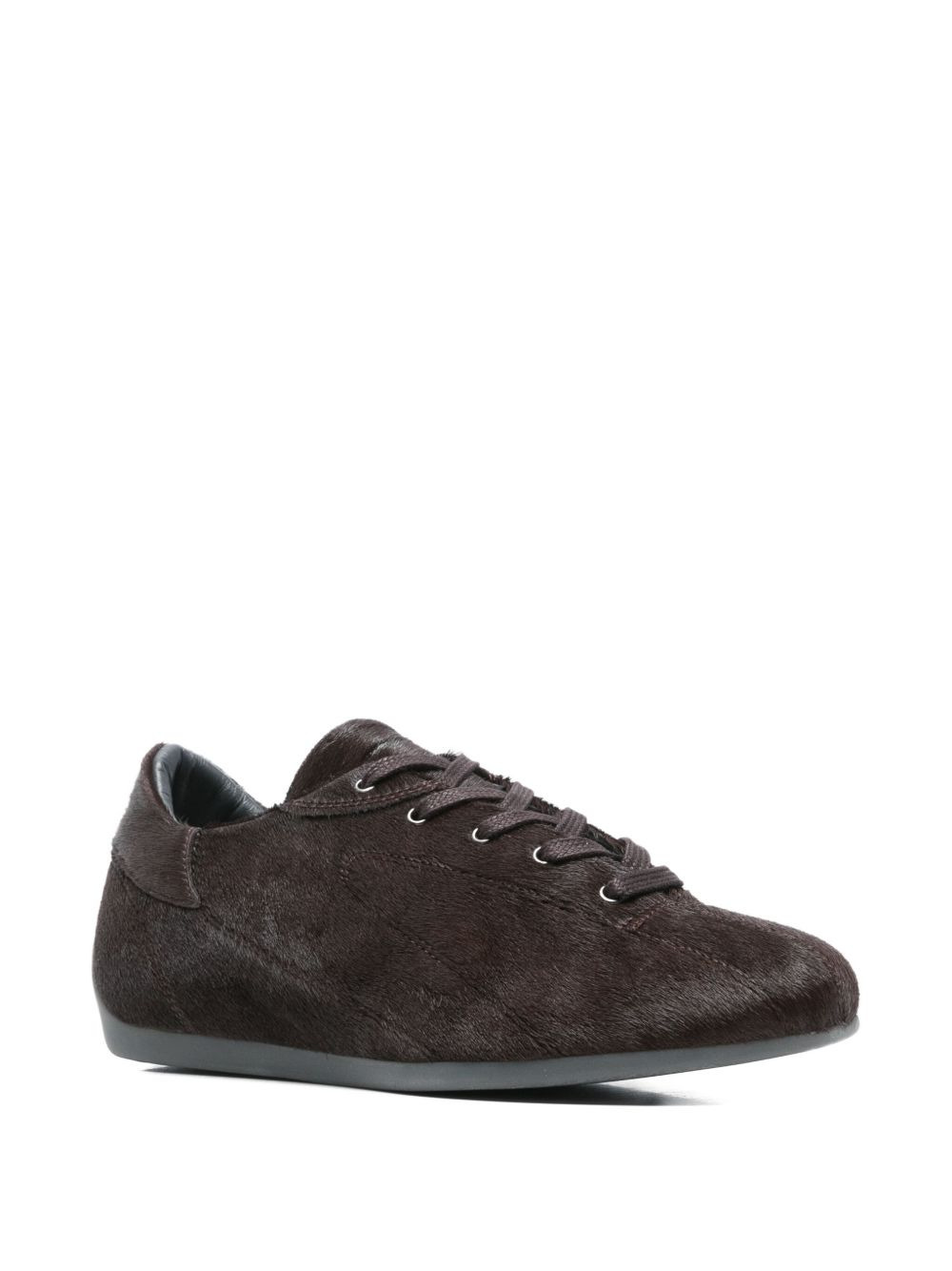 brushed-effect lace-up sneakers - 2