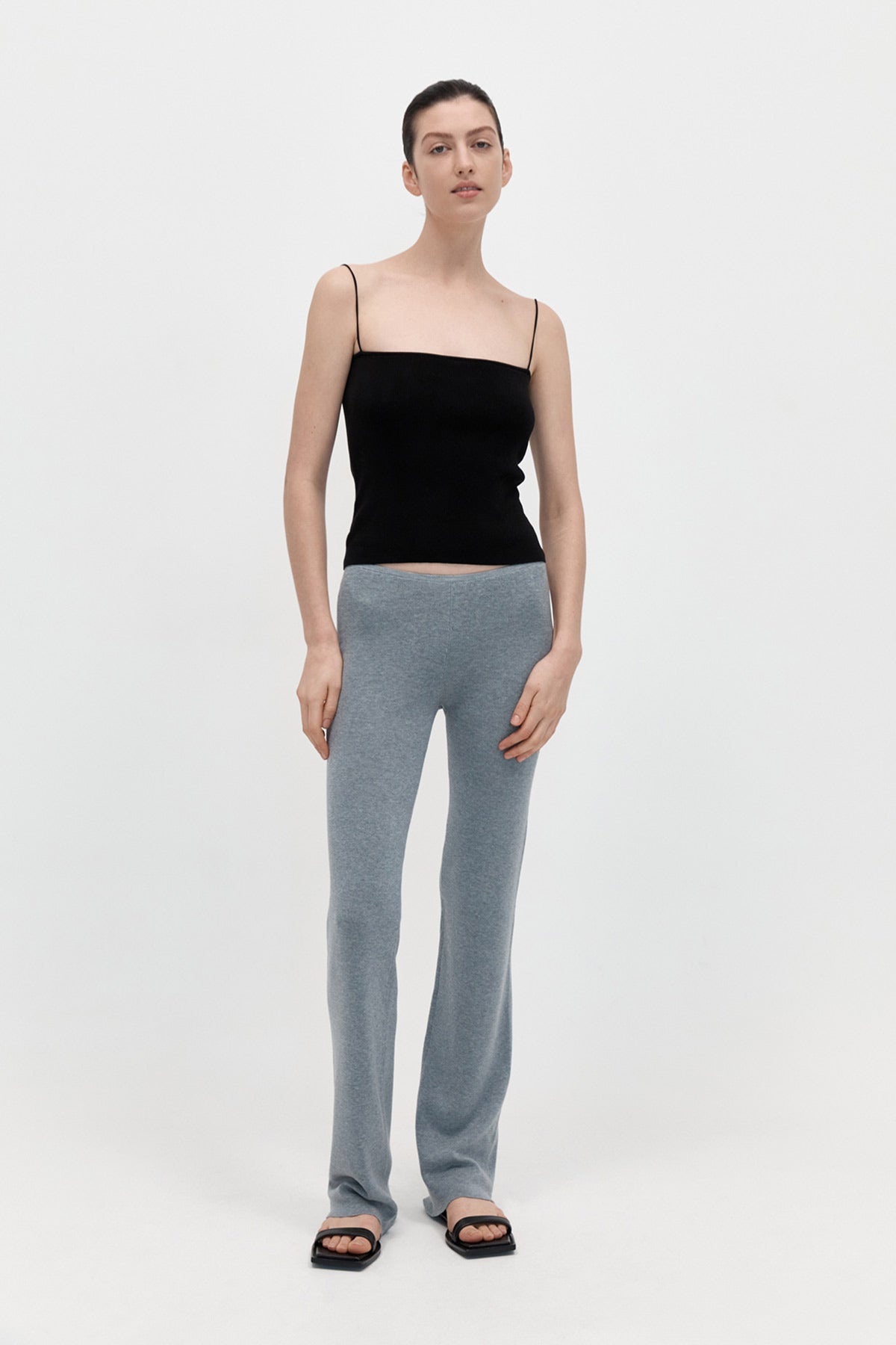 Low Waist Knit Pants - Grey Marle - 1