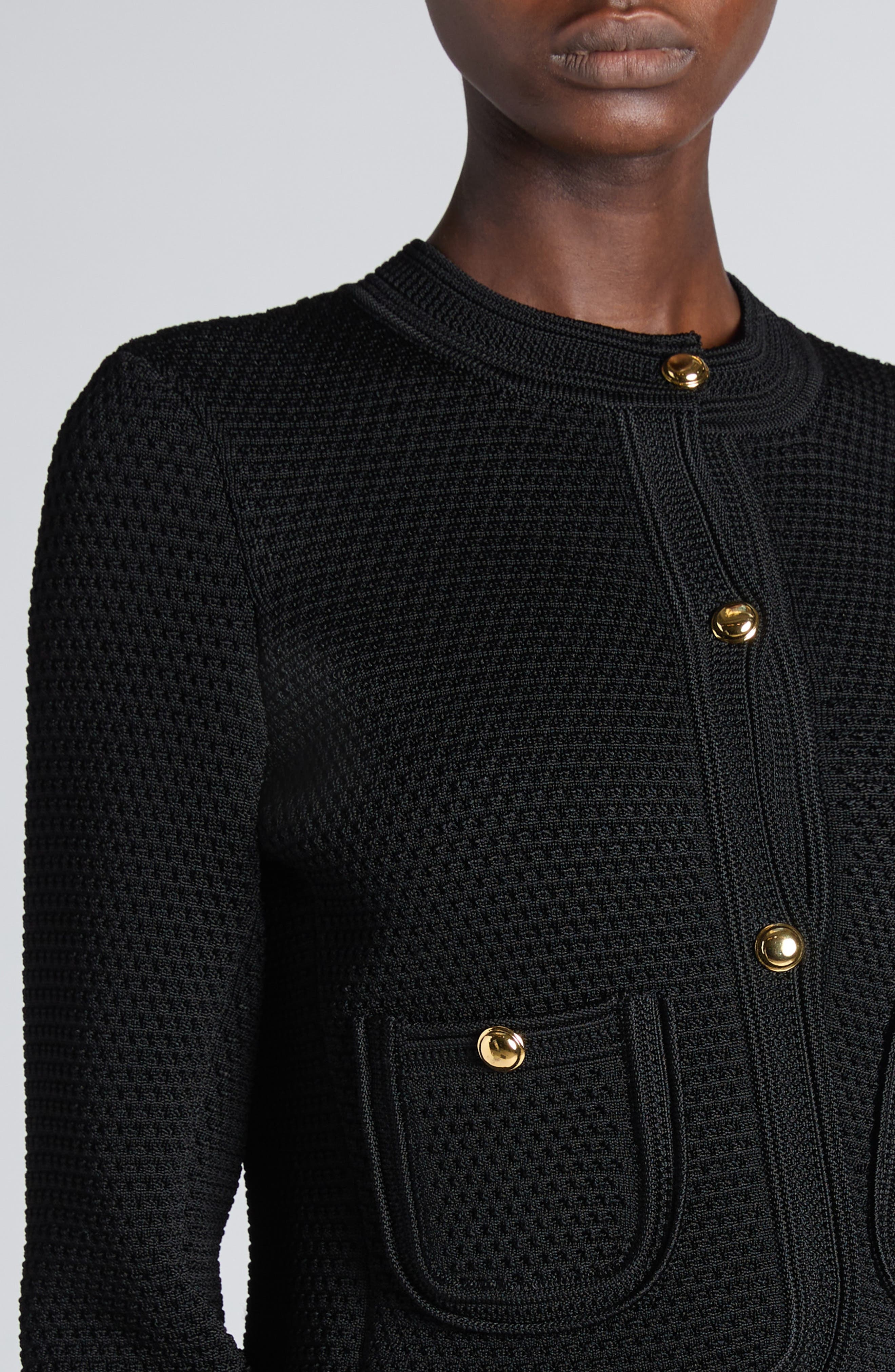 TOM FORD Compact Knit Crop Jacket in Black at Nordstrom - 5