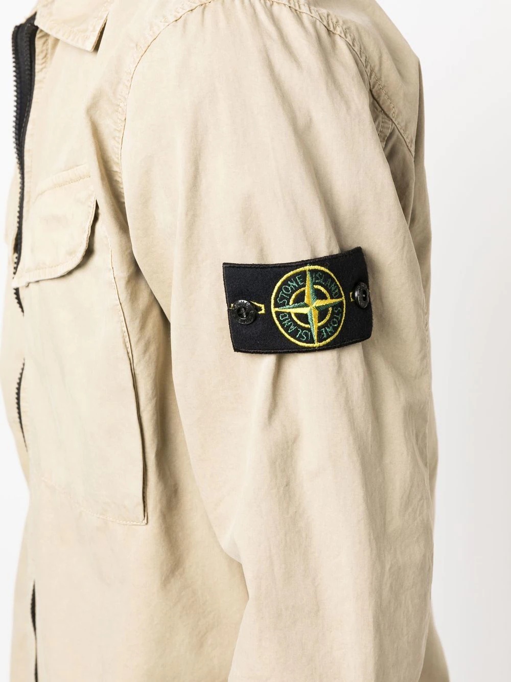 Compass-logo zip-up shirt jacket - 5