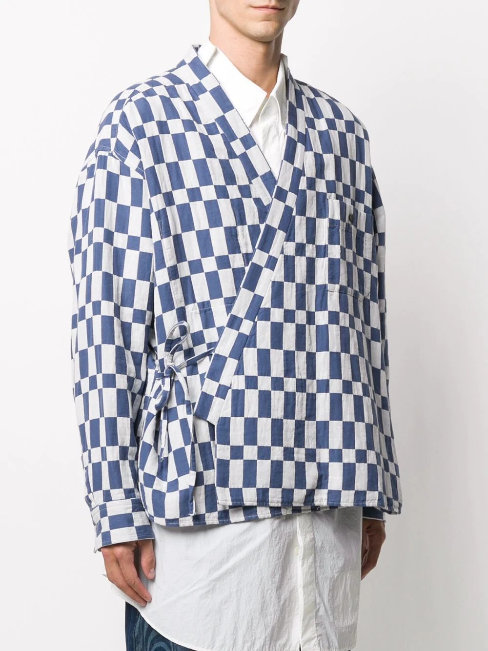 checked kimono shirt - 4