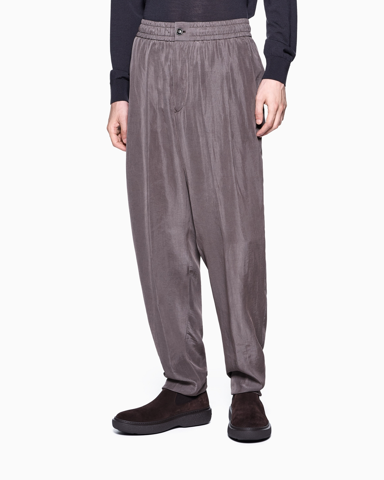 FLAT-FRONT TROUSERS IN FADED LYOCELL CANVAS - 4
