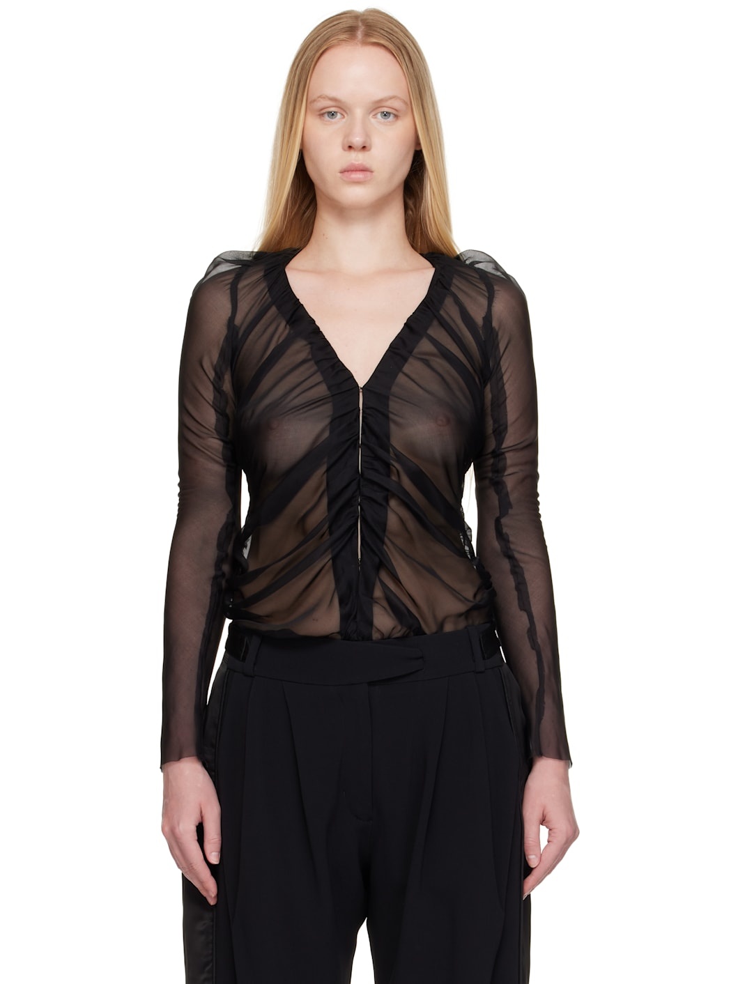 Black Ruched Blouse - 1