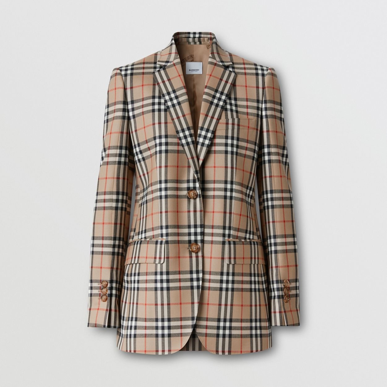 Vintage Check Wool Tailored Jacket - 4