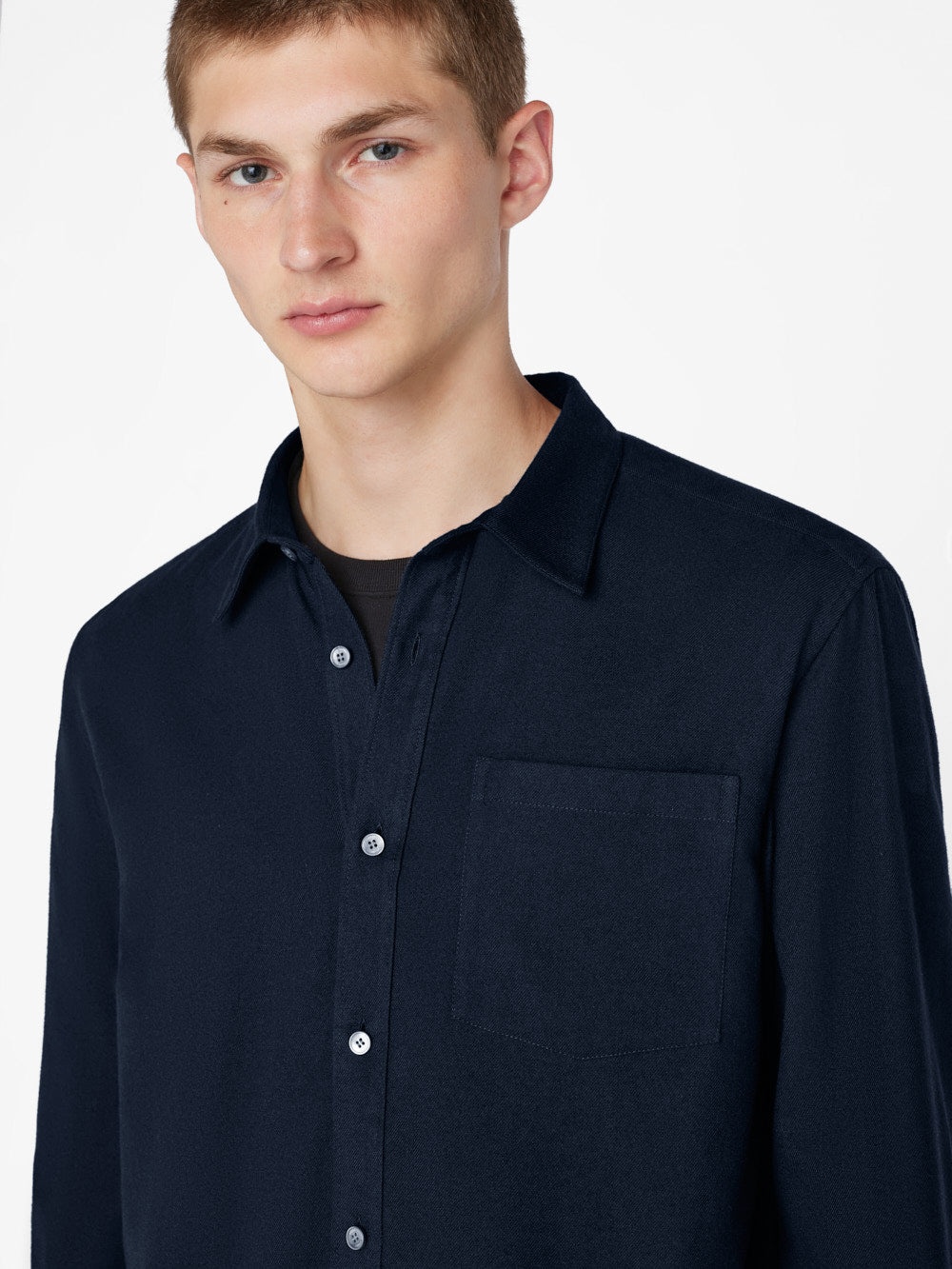 Brushed Cotton Shirt in Midnight Blue - 5