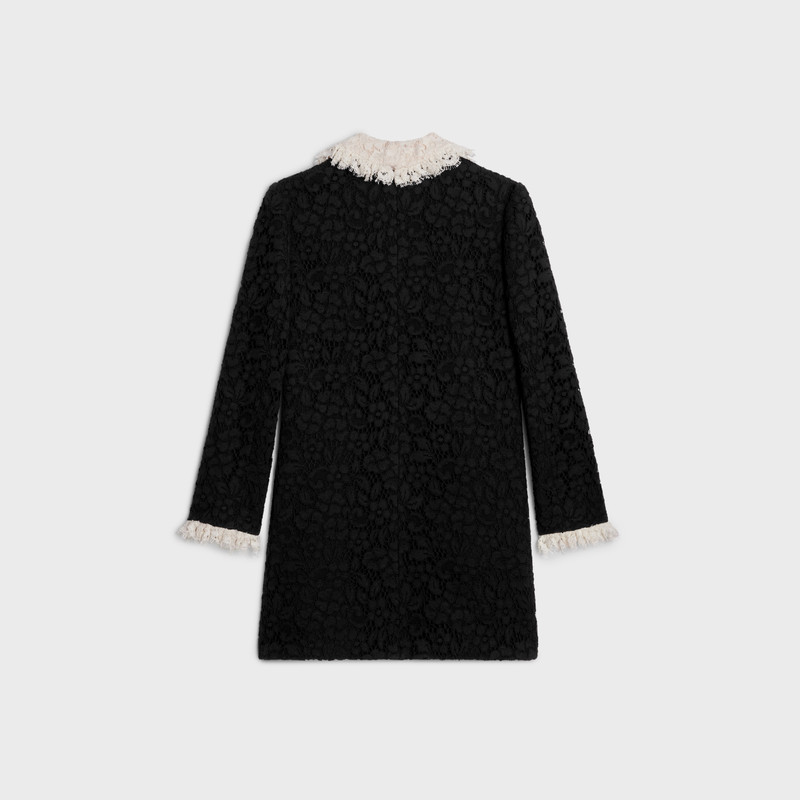 CELINE trapeze mini dress in floral guipure outlook
