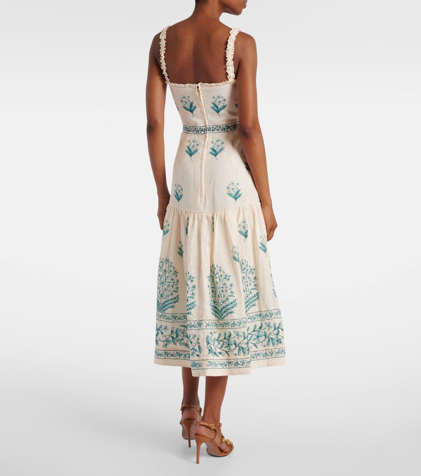 Nispero Ceiba floral linen midi dress - 3