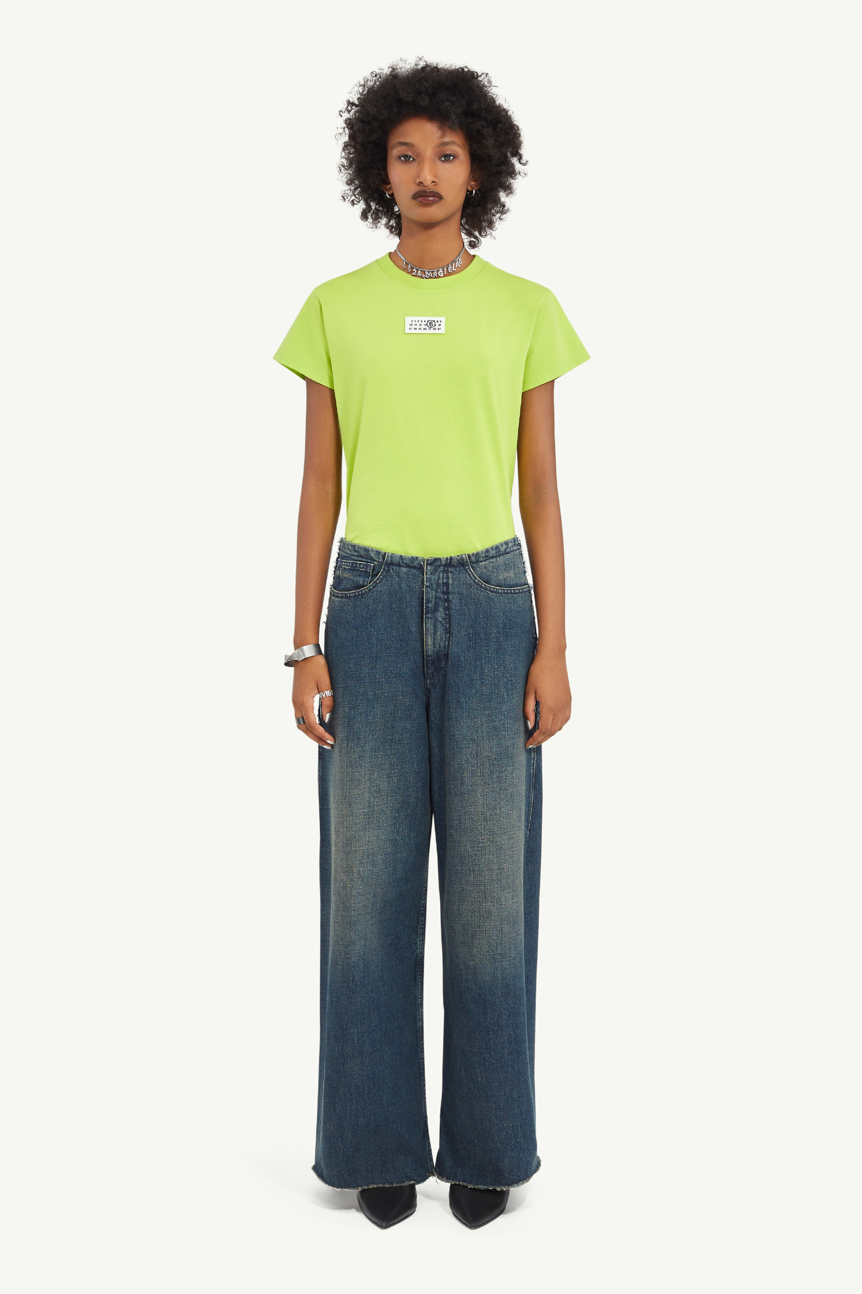 Wide Leg Blue Denim 5 Pocket Trousers - 2
