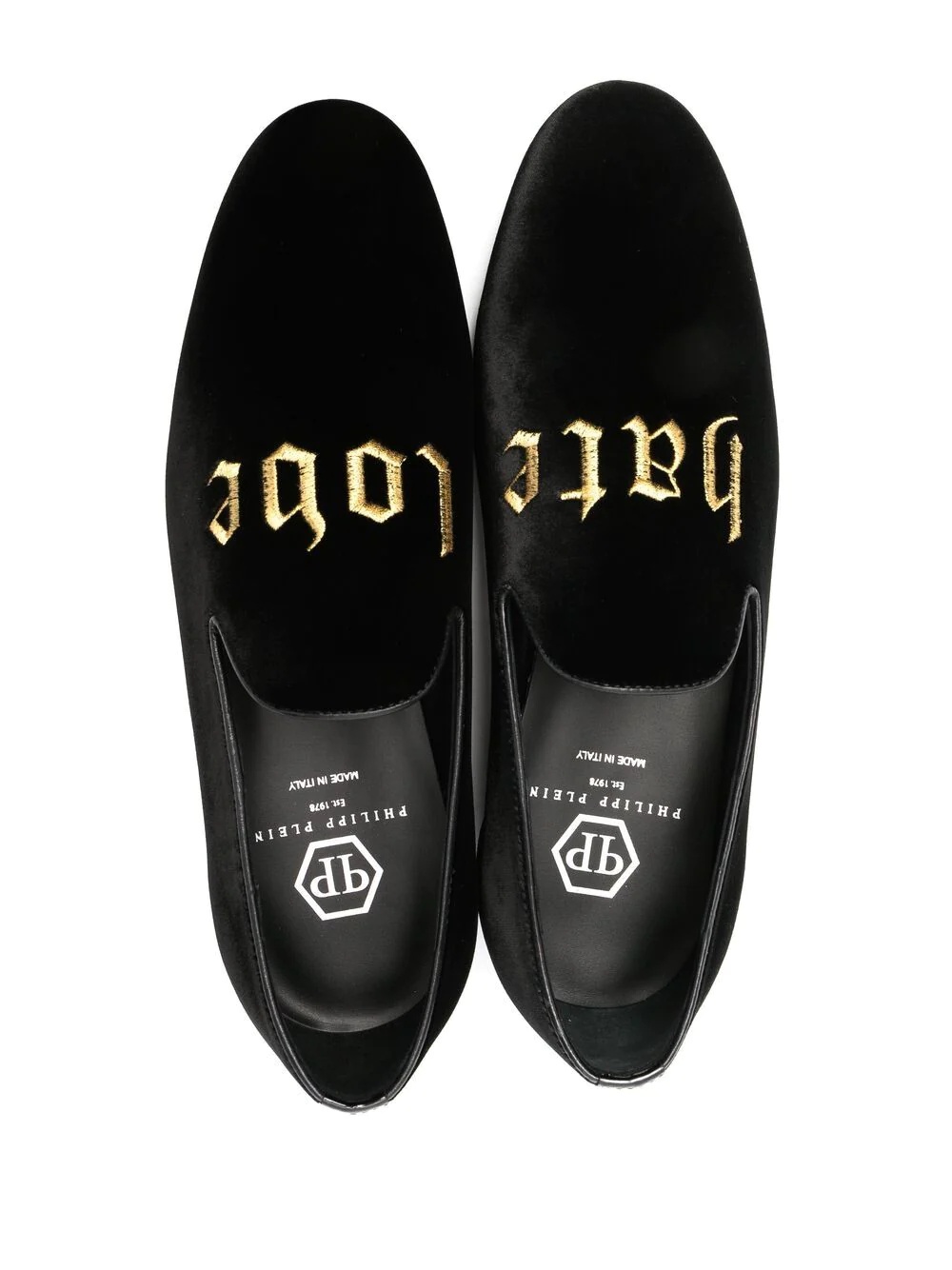 embroidered velvet loafers - 4