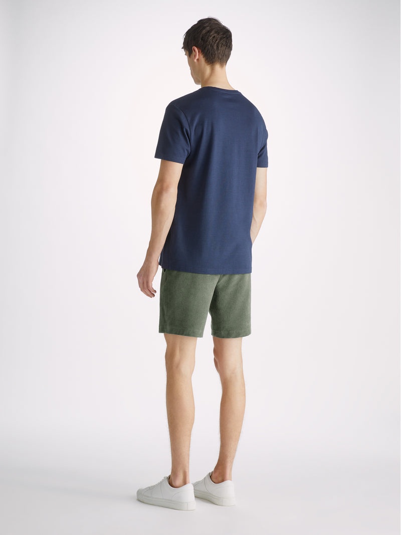 Men's Towelling Shorts Isaac Terry Cotton Soft Green - 4