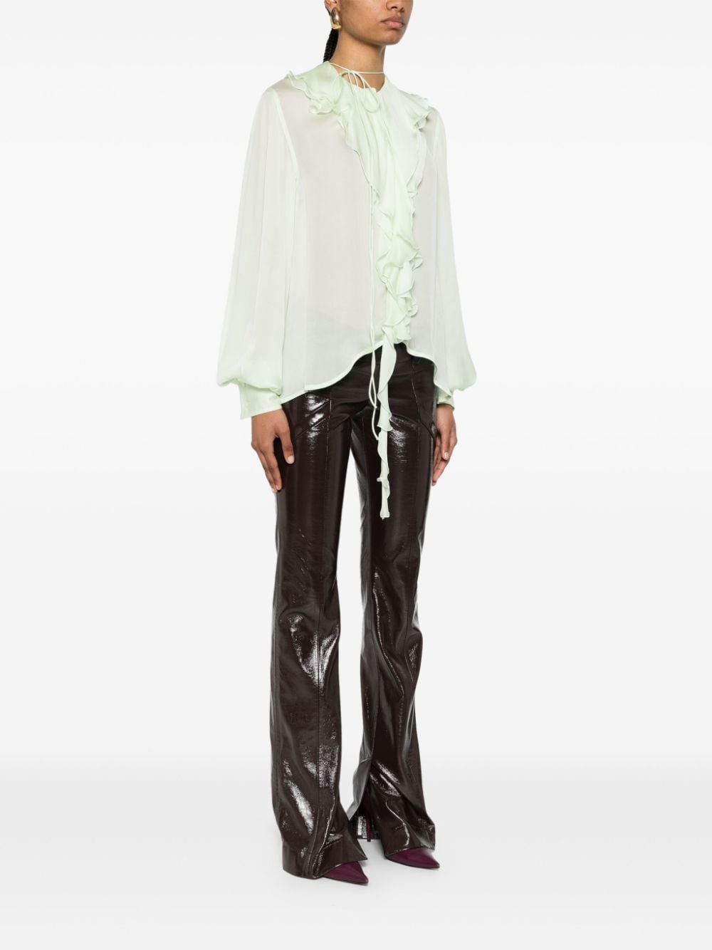 Romantic semi-sheer ruffled shirt - 3