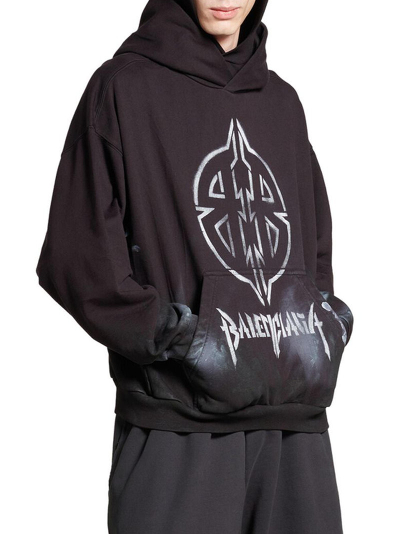 Metal BB Stencil Hoodie Medium Fit - Black White 3